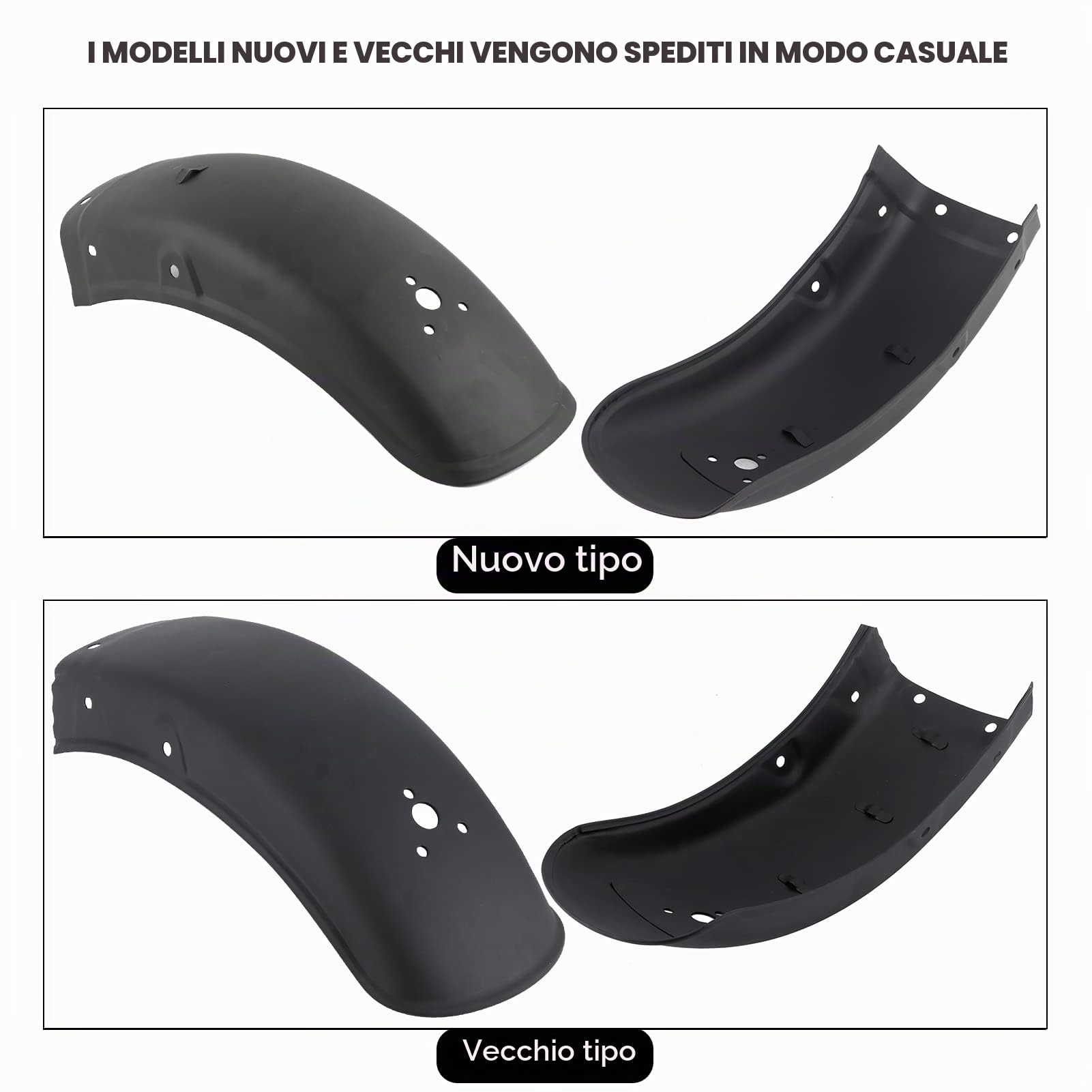 Hapivida parafango posteriore moto acciaio inox nero 1 pz