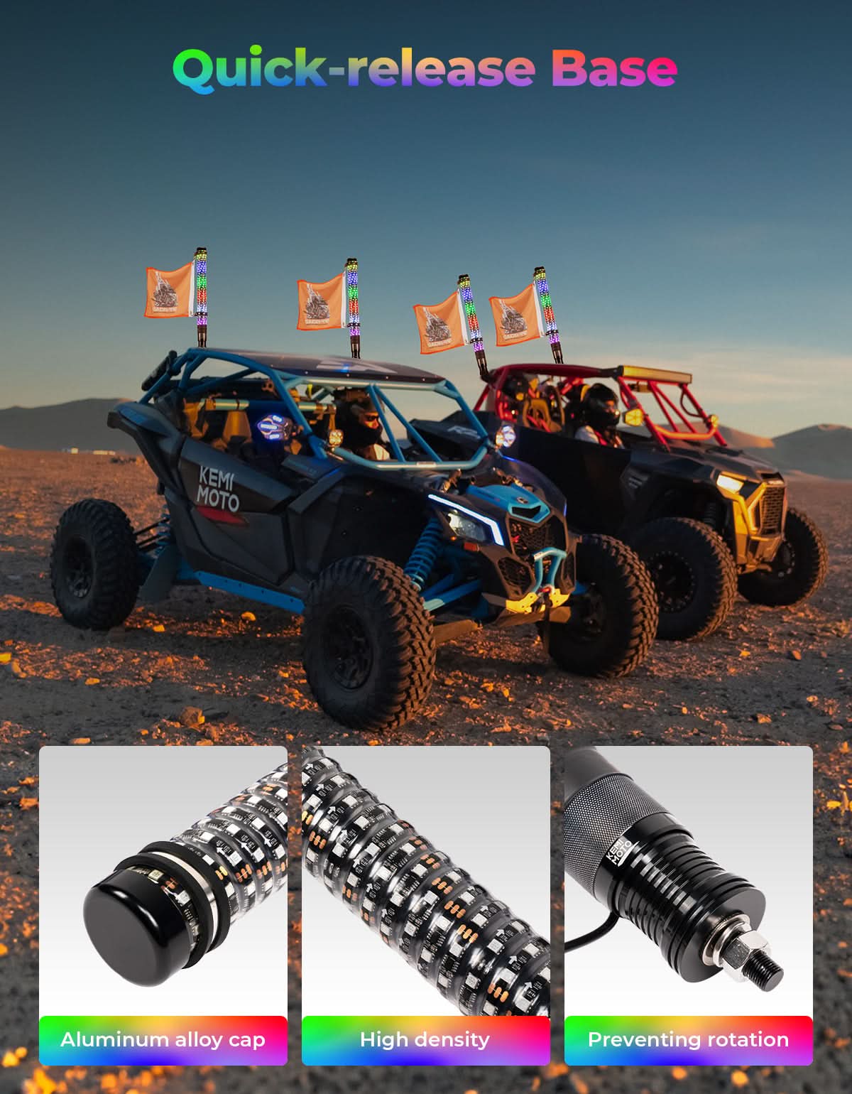 KEMIMOTO Fat Whip 2FT whip light LED 2 pezzi con freccia