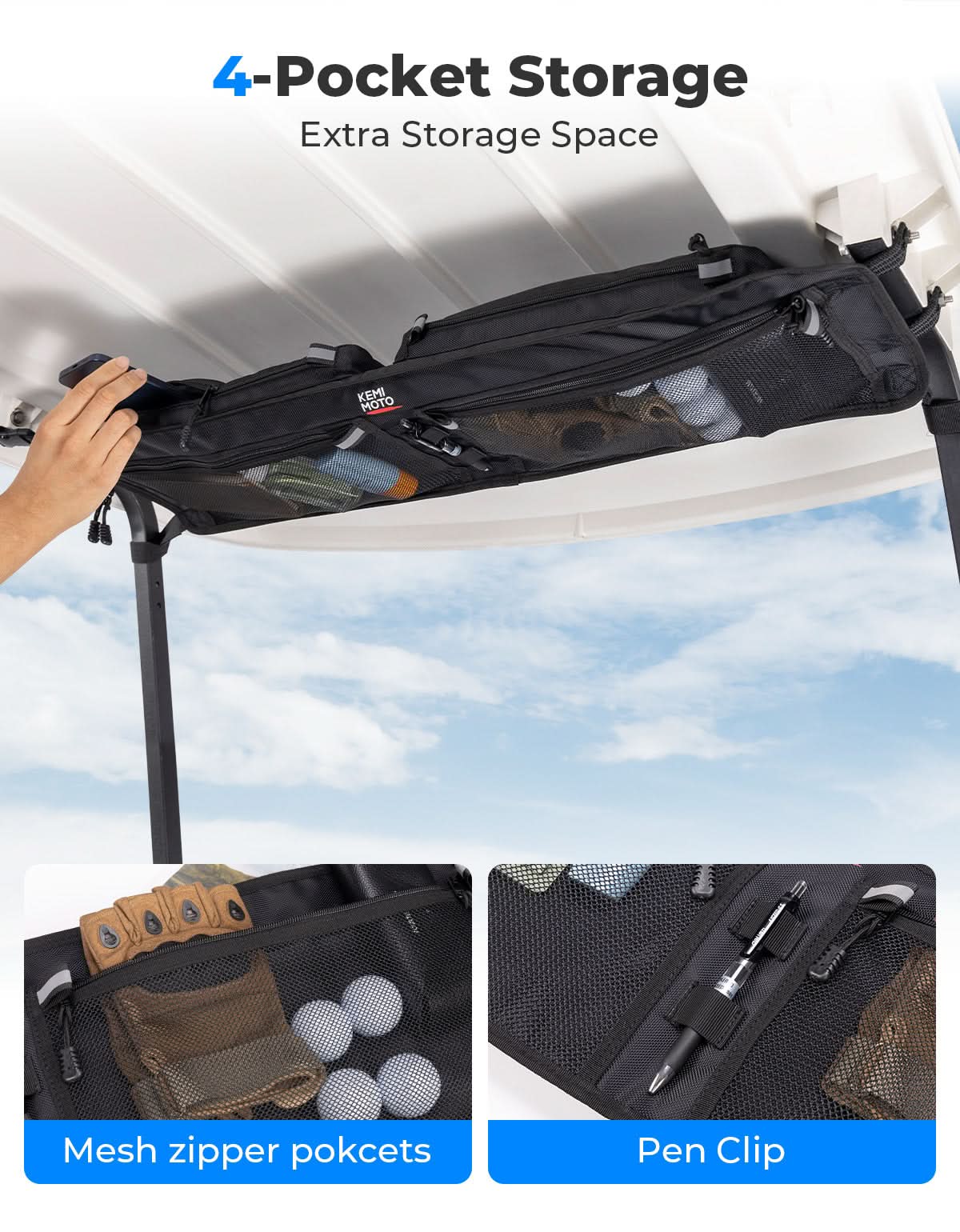 KEMIMOTO Borsa Sottotetto Golf Cart Club Car 4 Tasche