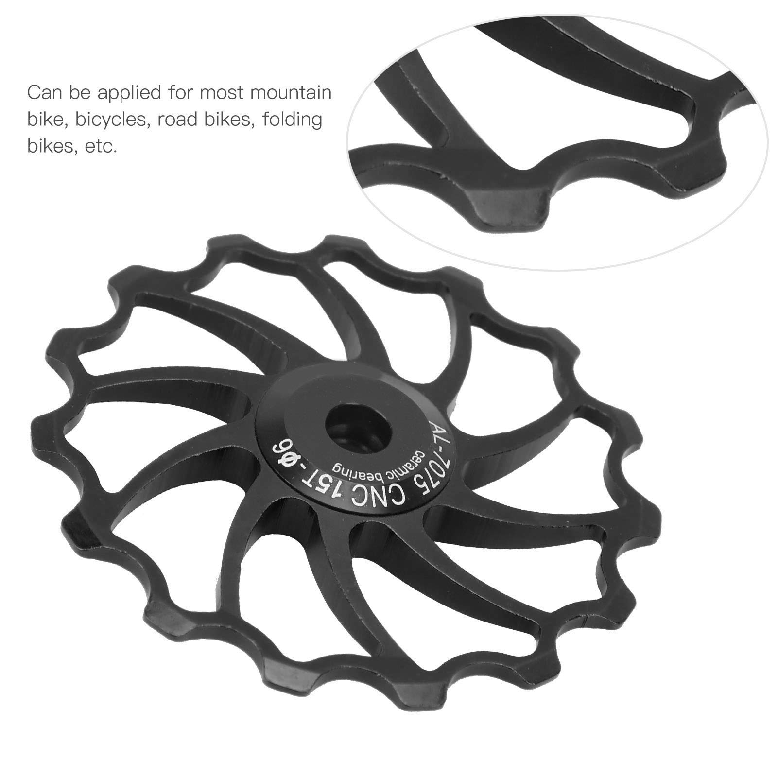 Kuuleyn Puleggia Deragliatore Posteriore Bici 15T Nero Ceramica