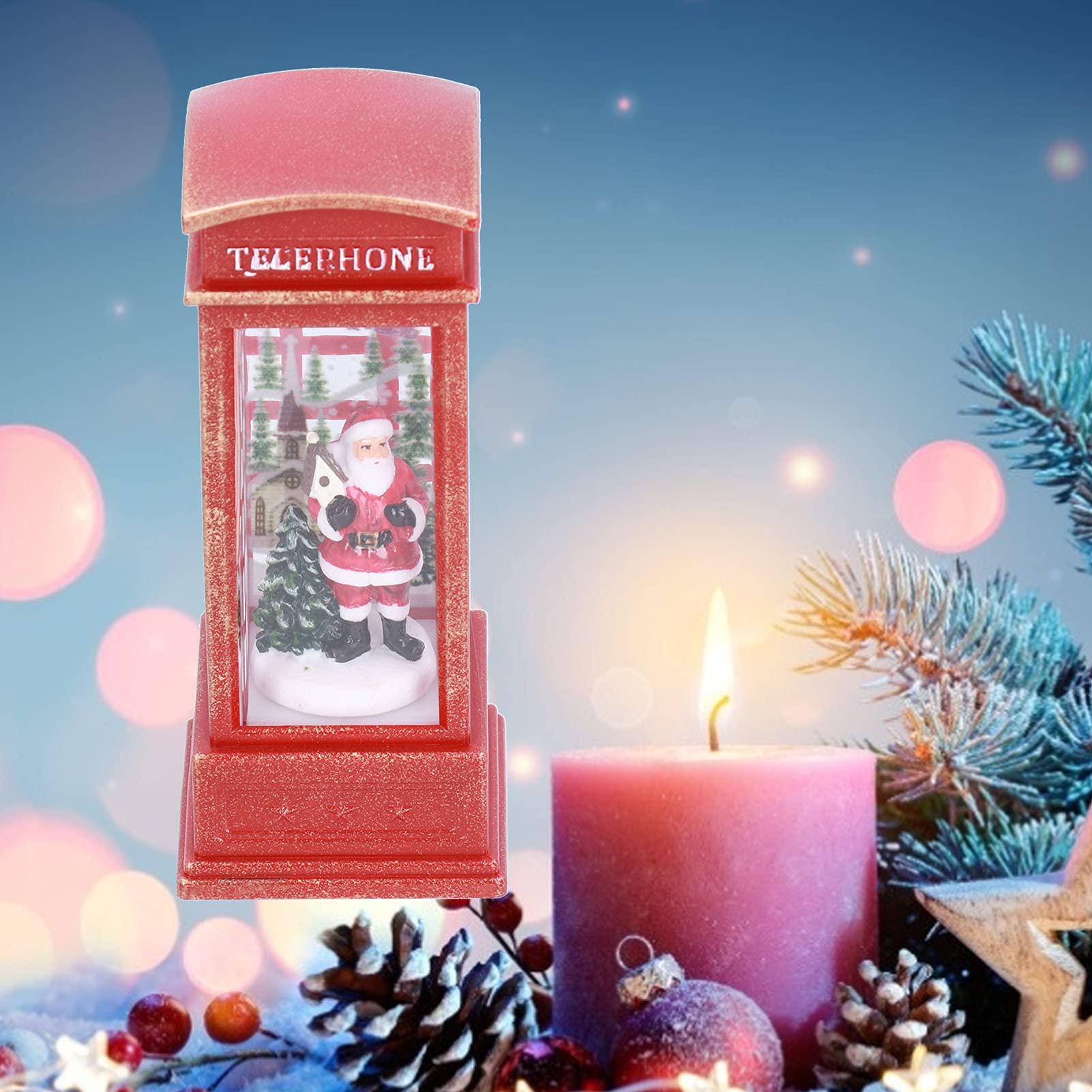 Hapivida Cabina Telefonica Natale LED Rossa C Un Pezzo