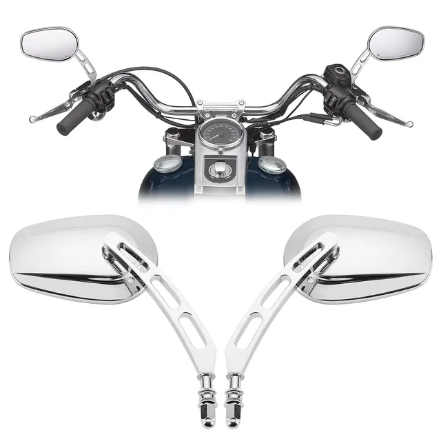 KEMIMOTO specchi Harley M8 neri stelo lungo ovali coppia