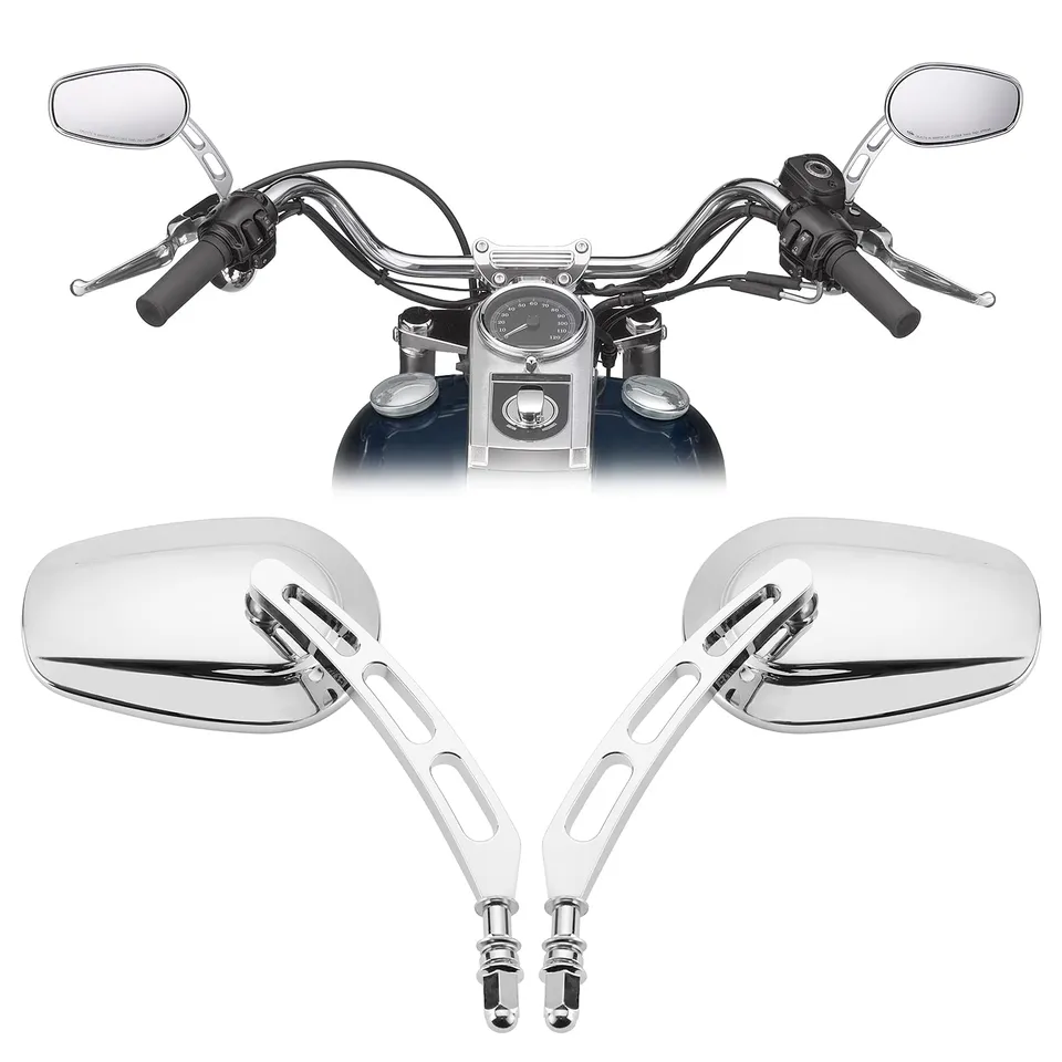 KEMIMOTO specchi Harley M8 neri stelo lungo ovali coppia