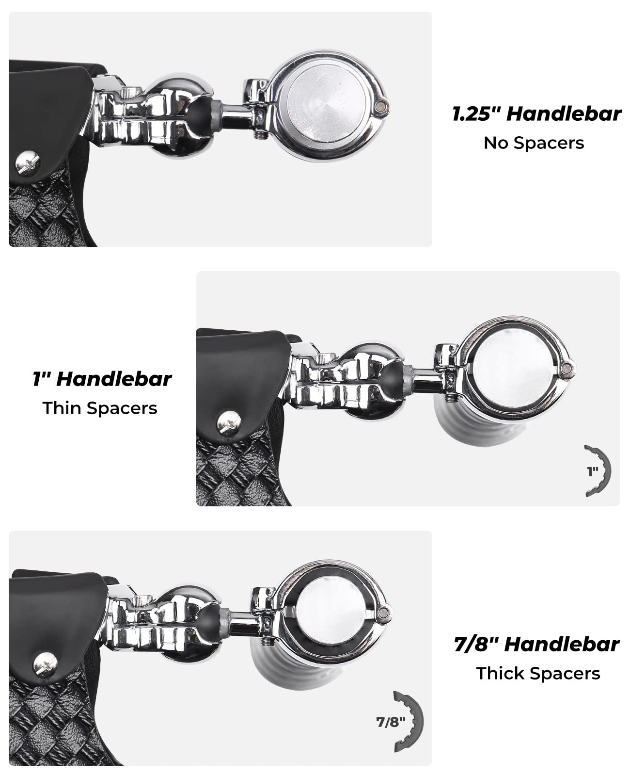 Kemimoto F1813-00701 portabicchieri manubrio pelle manubrio 22-32 mm