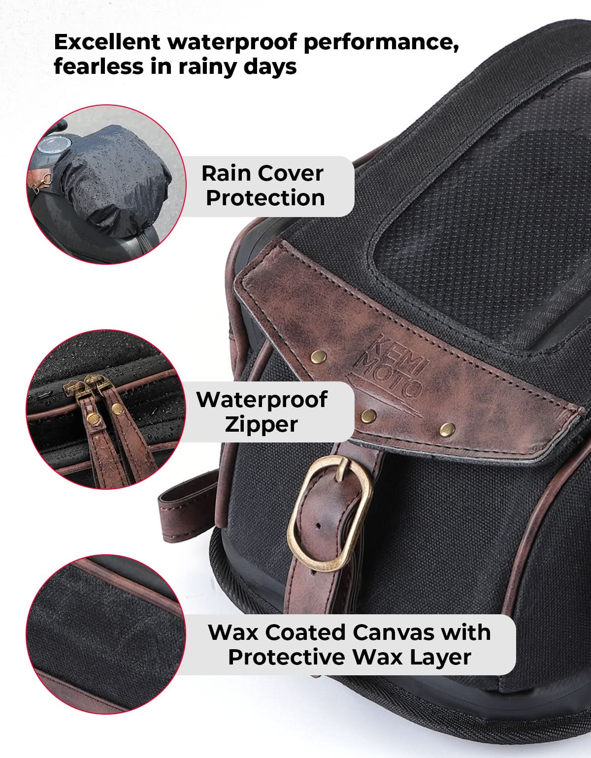Kemimoto 8,5L borsa serbatoio moto espandibile touch