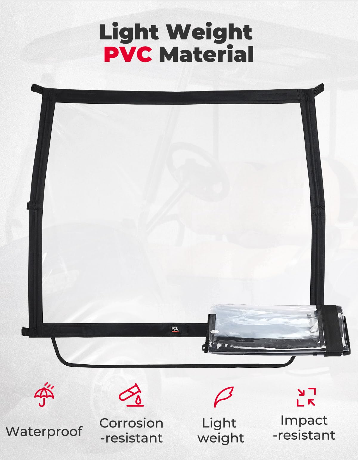 KEMIMOTO parabrezza golf cart pieghevole PVC 600D