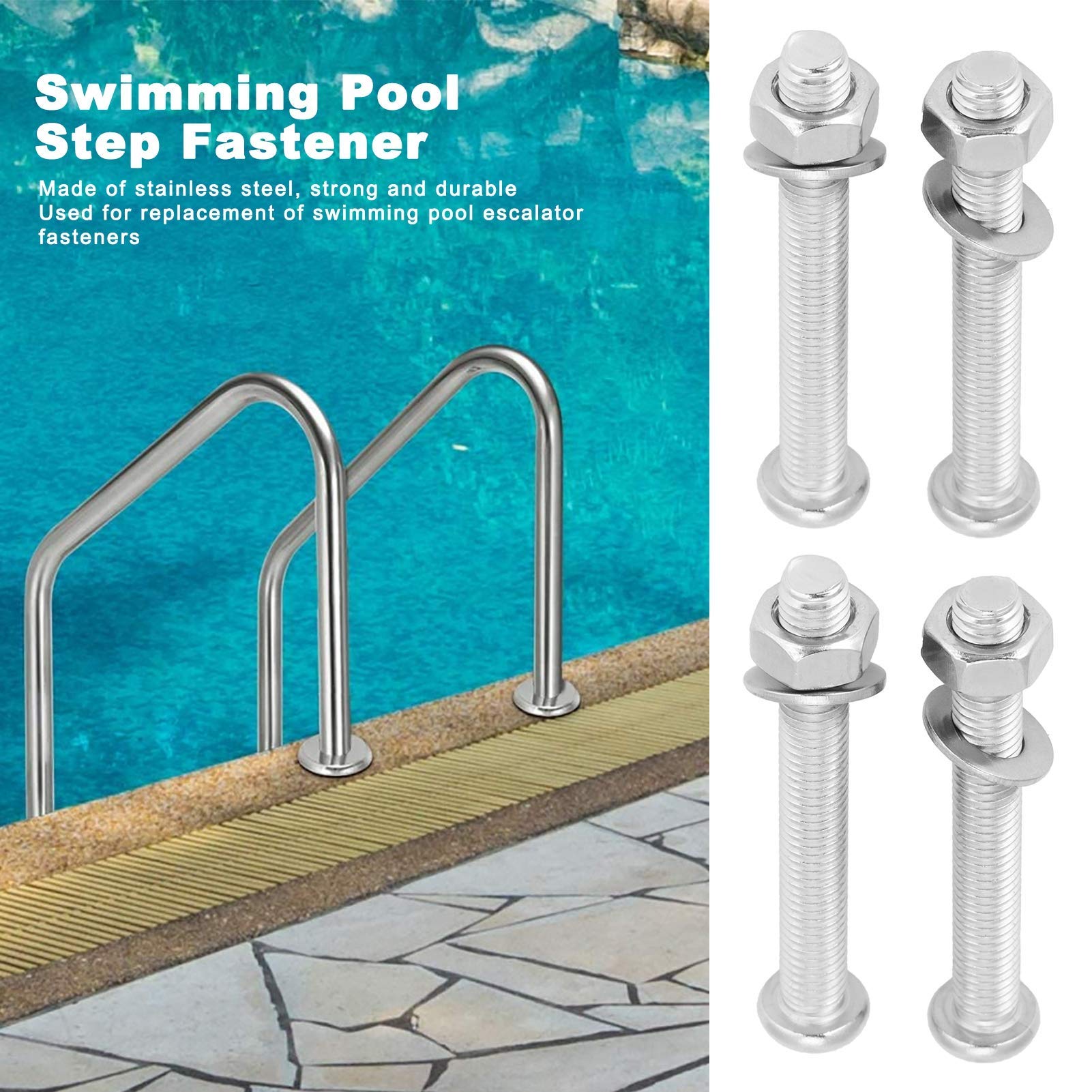 Hapivida Kit Bulloni Scala Piscina Inox 12 Pezzi 67 mm