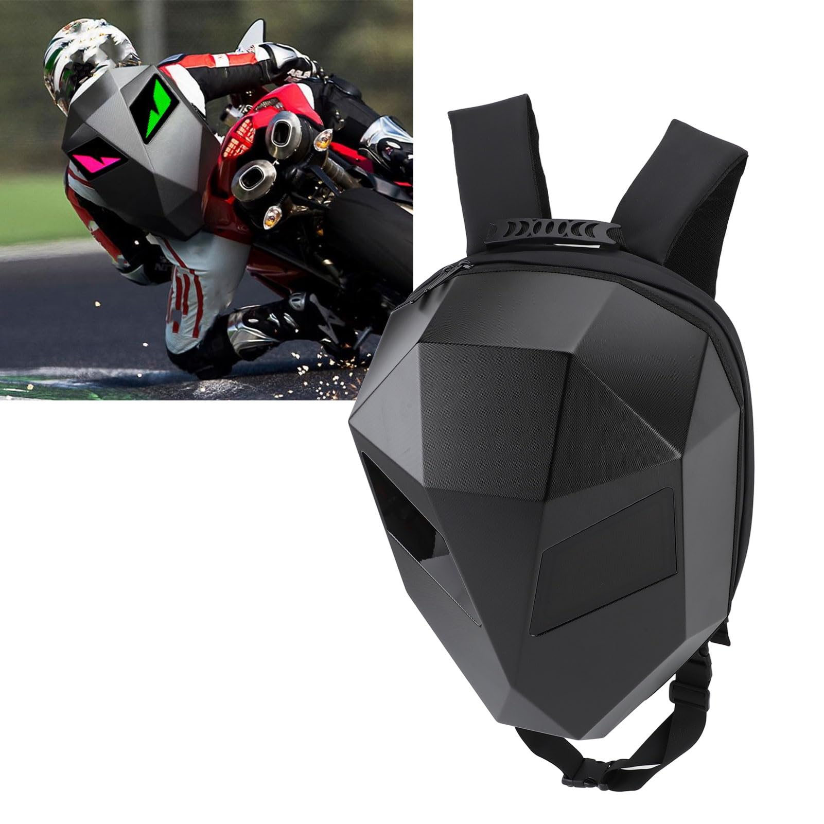 AOWINHIT Zaino LED Moto Guscio Rigido Impermeabile App