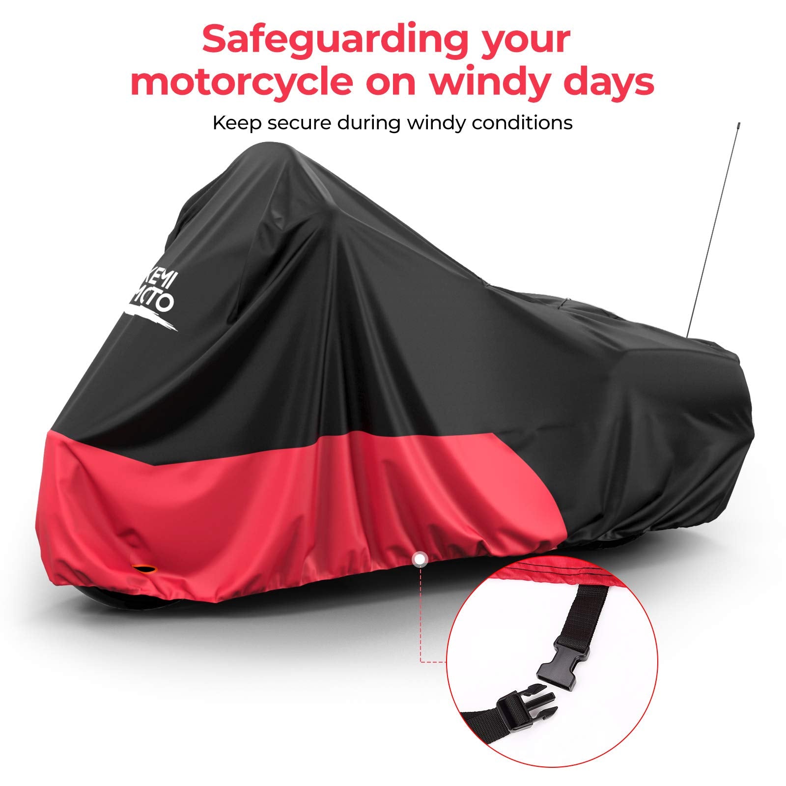 Kemimoto Touring telo moto Oxford nero-rosso impermeabile