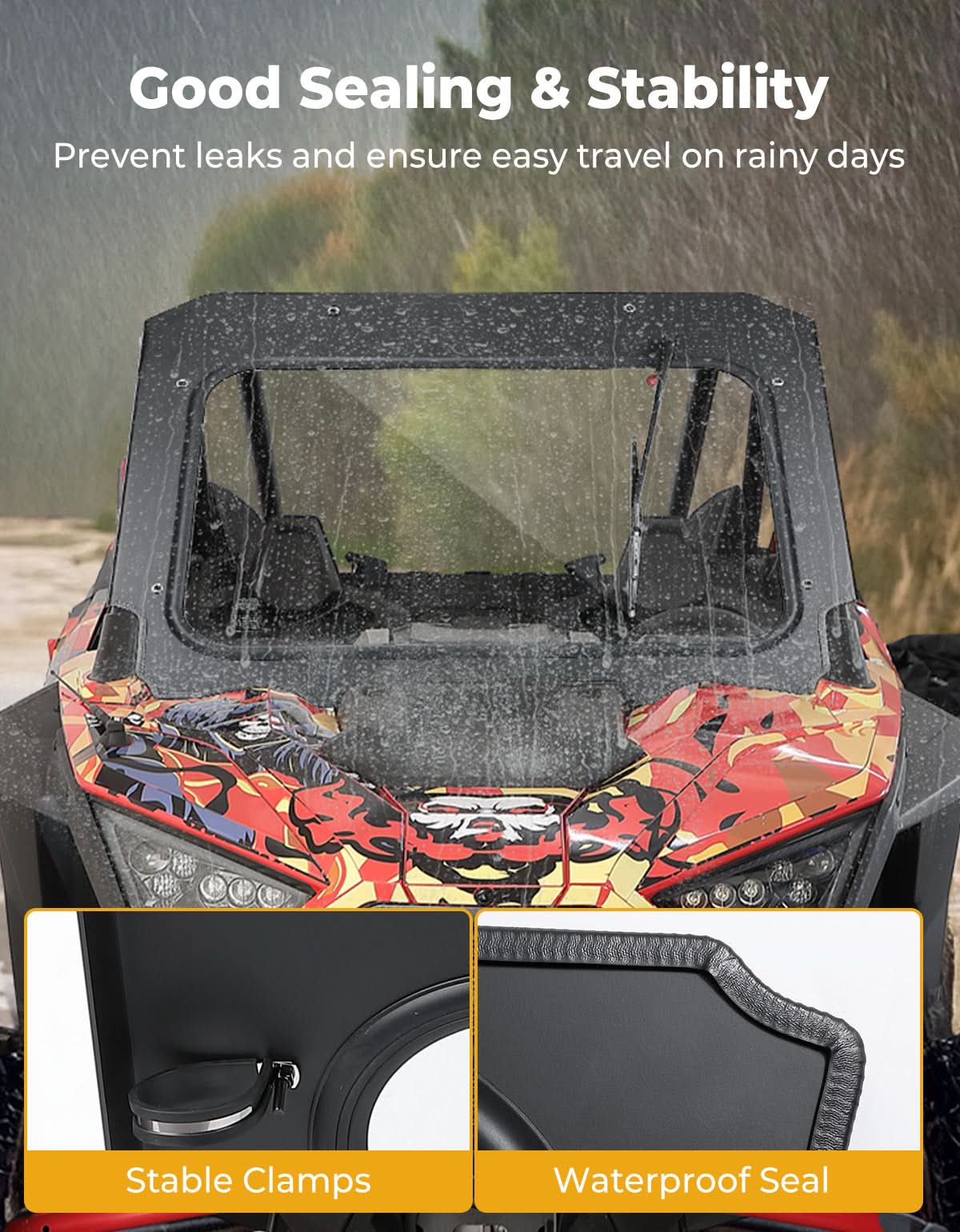 Kemimoto RZR PRO XP parabrezza vetro con tergicristallo