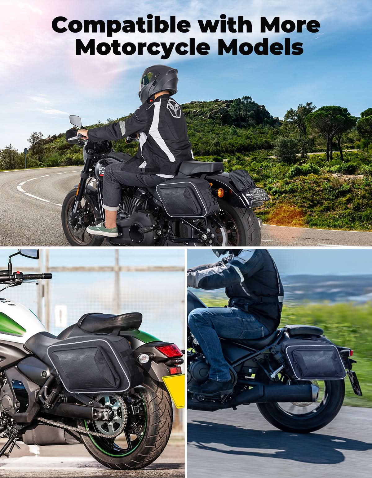 KEMIMOTO Cruiser Borse Laterali Moto Espandibili 30L
