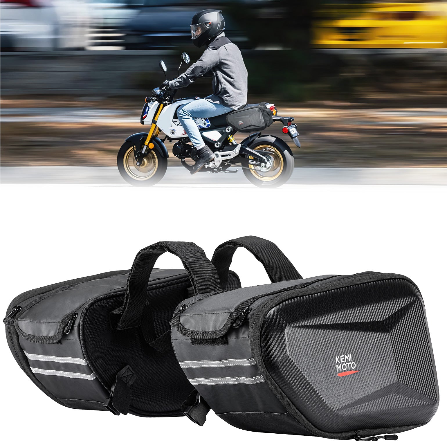 Kemimoto Grom Navi borse laterali moto rigide estensibili 15L
