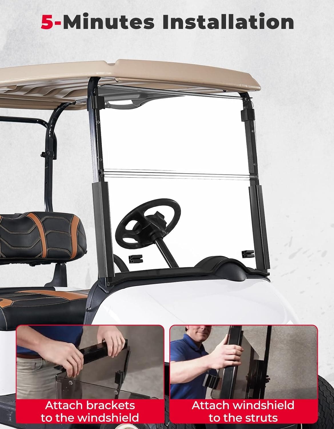 KEMIMOTO Parabrezza Golf Cart EZGO RXV Pieghevole 5mm
