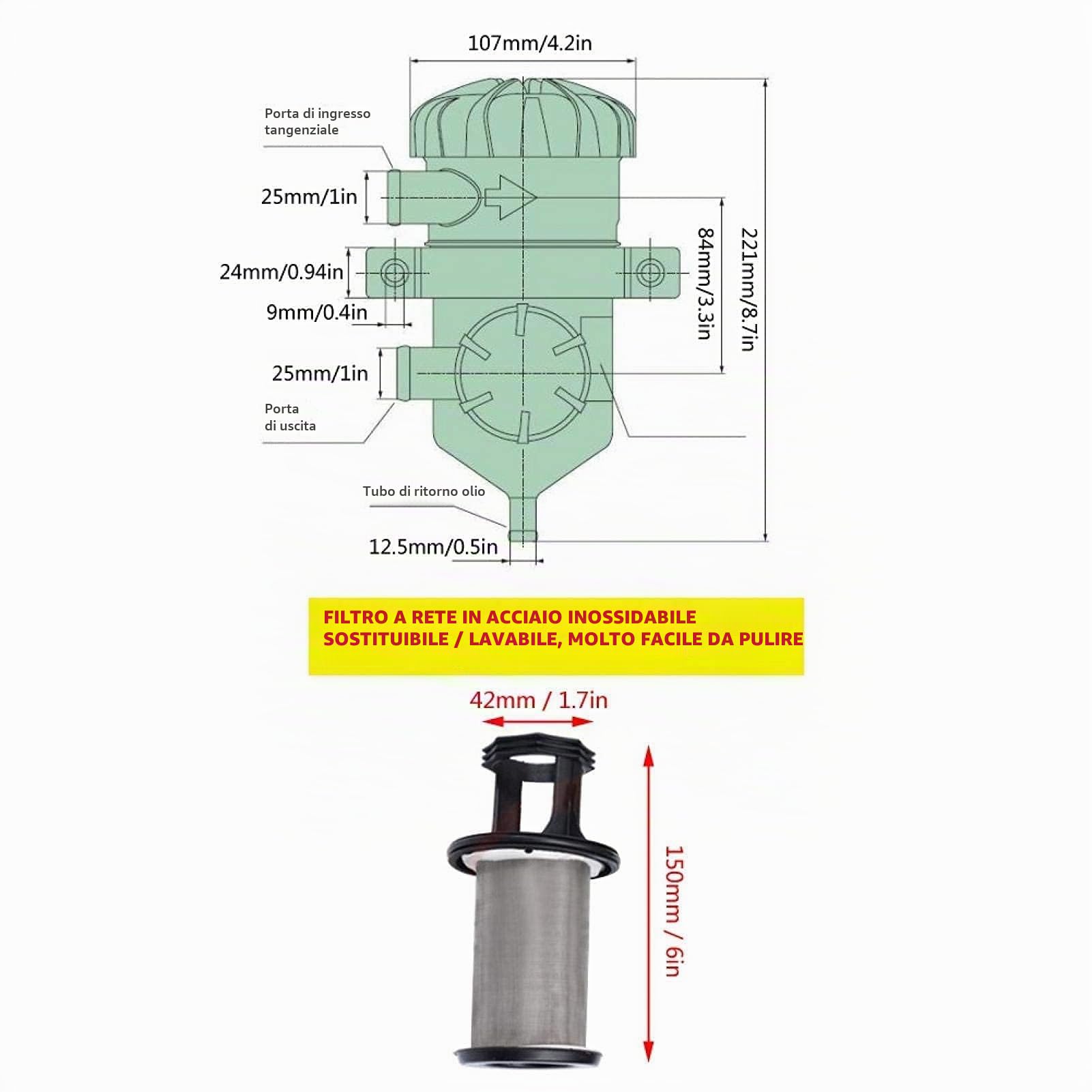 Kuuleyn 3931030955 separatore olio universale ABS 25 mm