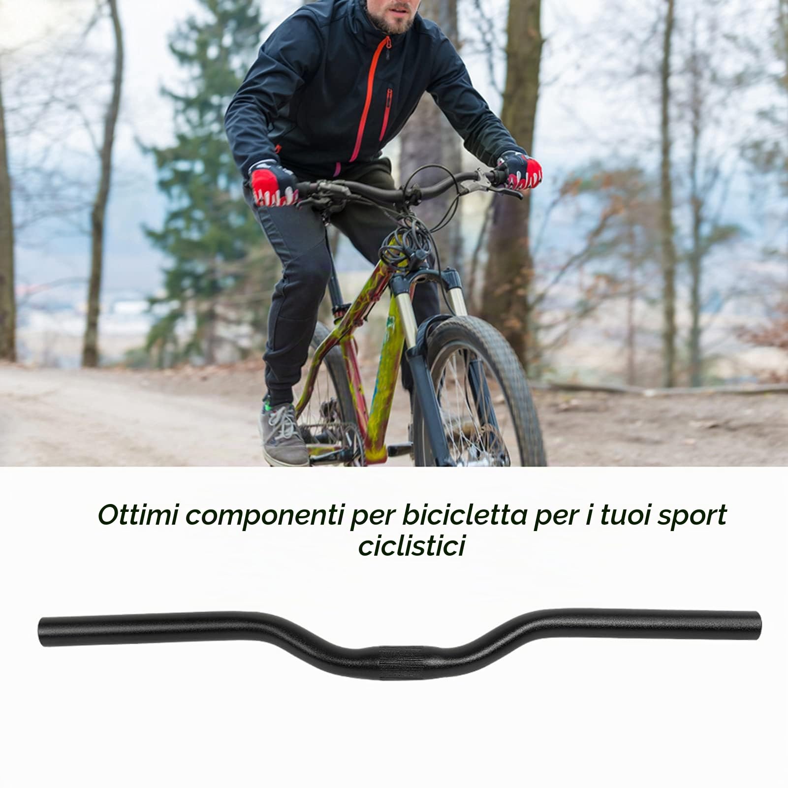 Kuuleyn Manubrio MTB 25,4x520mm Nero Alluminio Bici