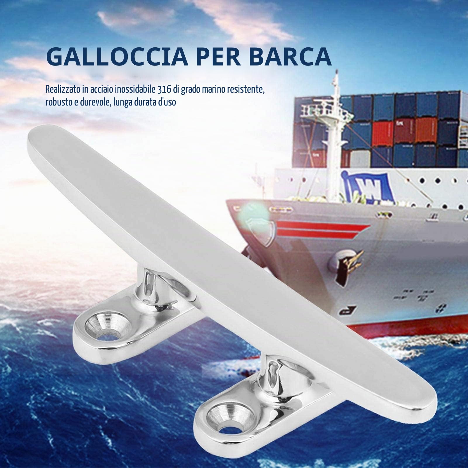 Kuuleyn 125 mm bitta flat top inox barca argento