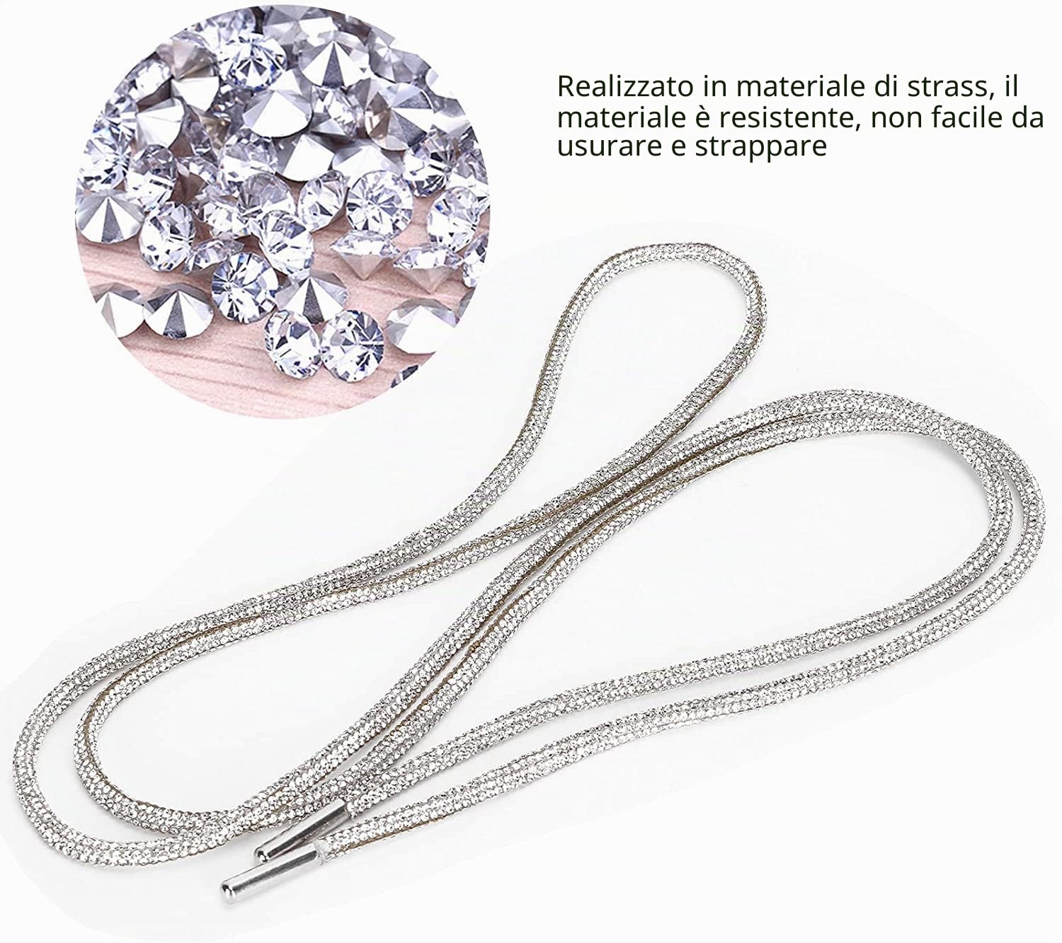Hapivida lacci per scarpe con strass 120 cm vetro
