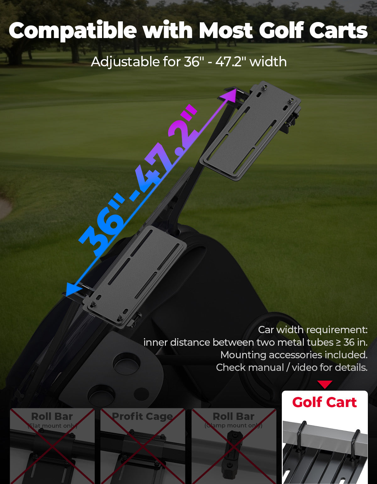 KEMIMOTO Midnight 90 soundbar golf cart Bluetooth 34 pollici