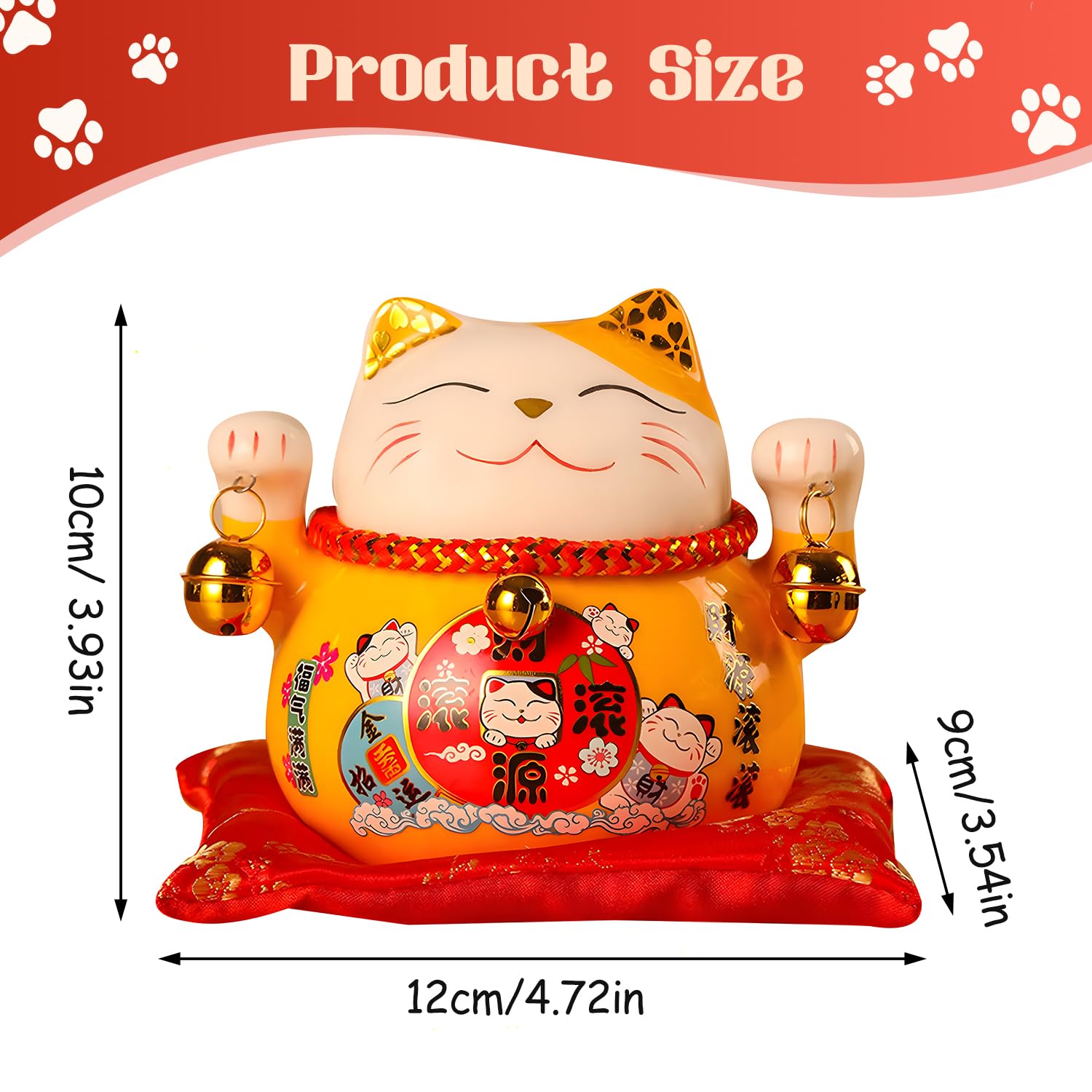 Hapivida maneki neko giallo salvadanaio ceramica 12 cm
