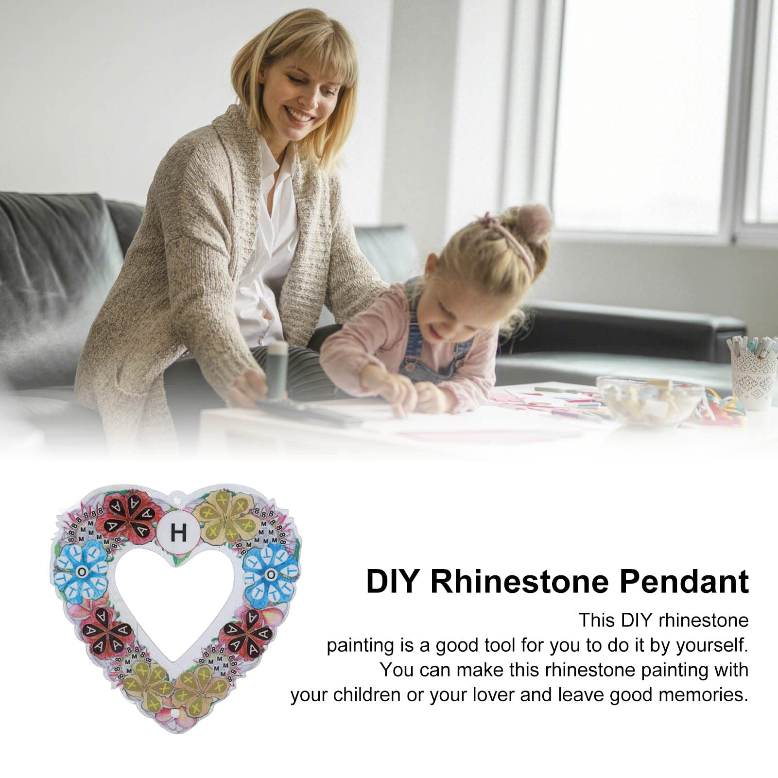 AOWINHIT Ciondolo Diamond Painting Cuore Kit Finestra Fai Da Te