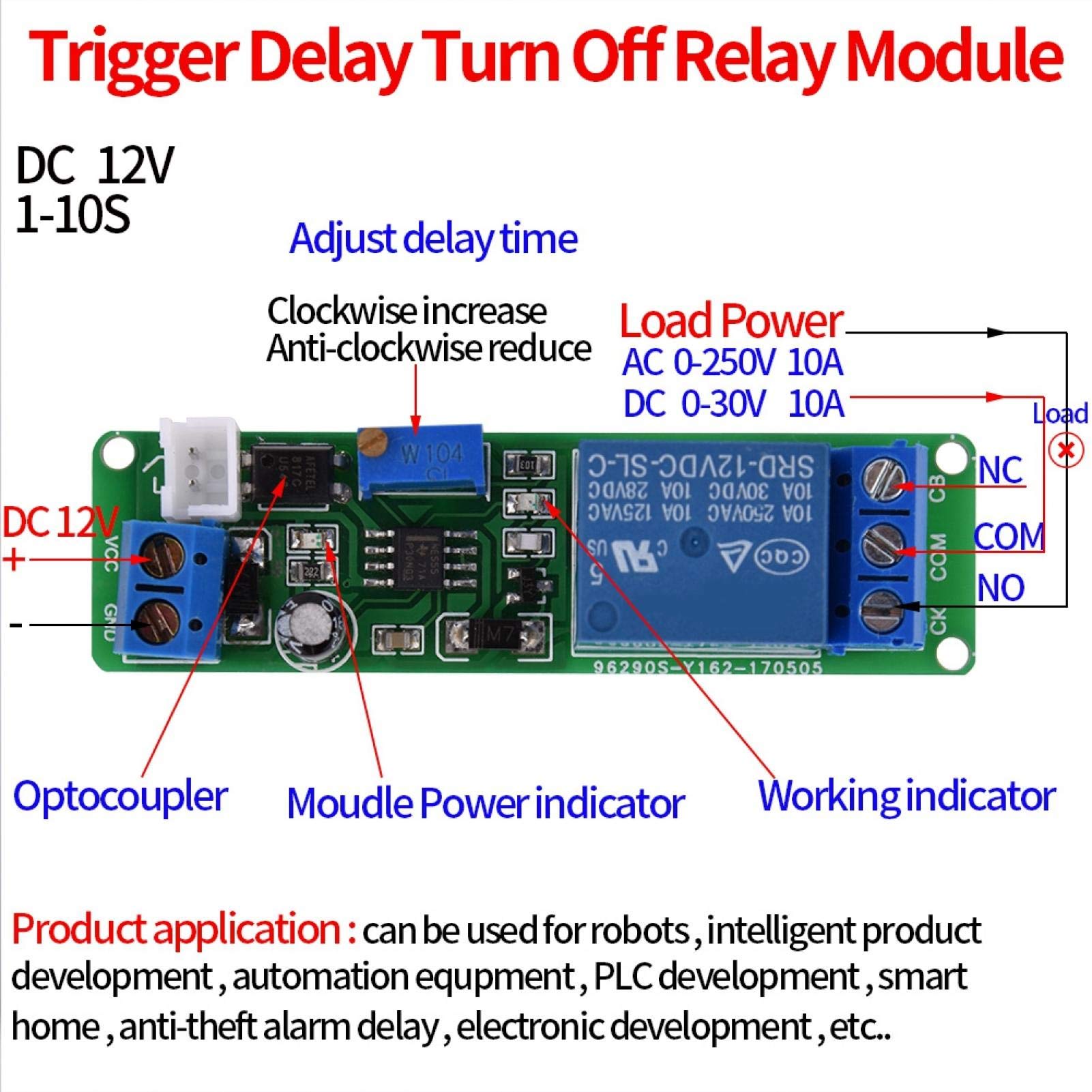 Kuuleyn modulo relè temporizzato DC12V 1-10s