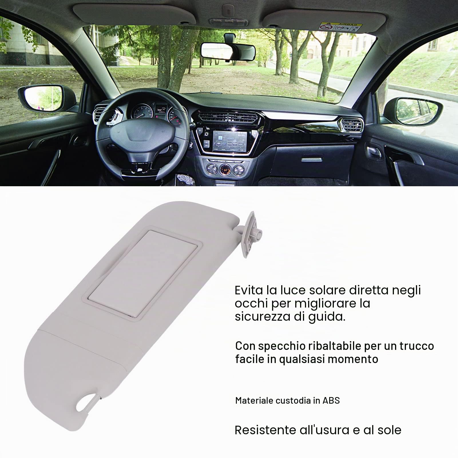 AOWINHIT 98038432DS aletta parasole sinistra grigia C3 con specchio