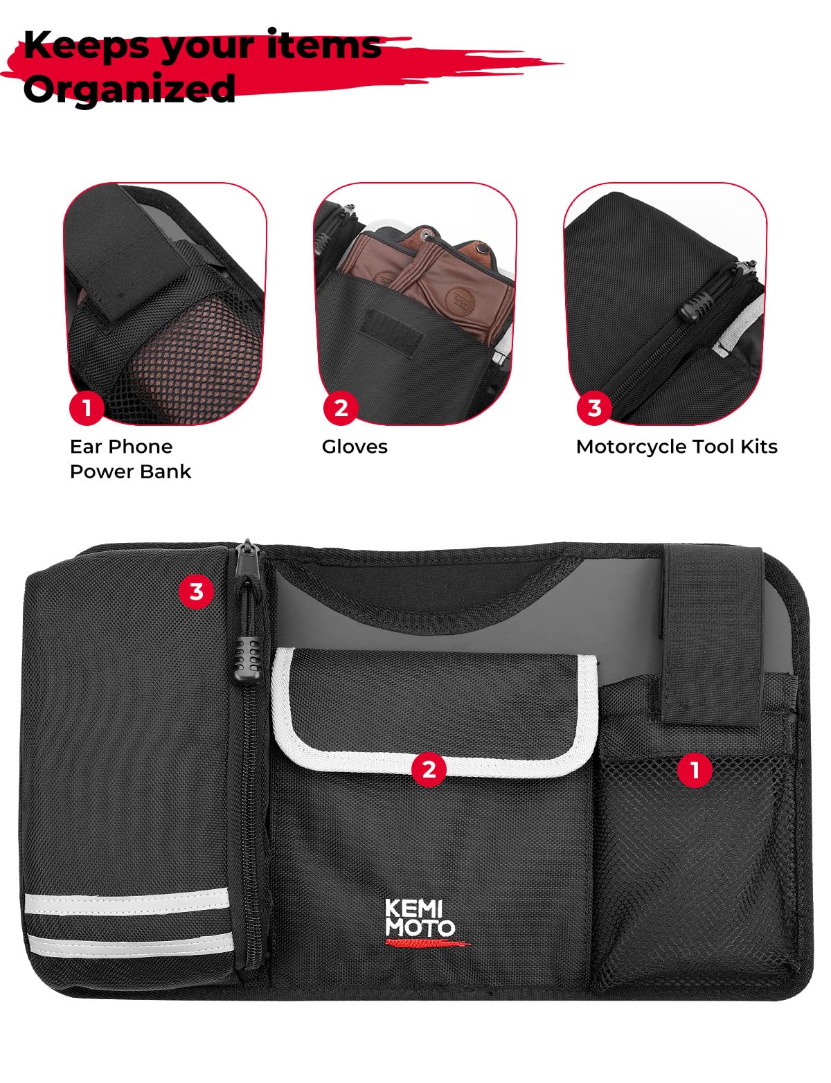 KEMIMOTO Tri Glide Freewheeler organizer bauletto con tasche