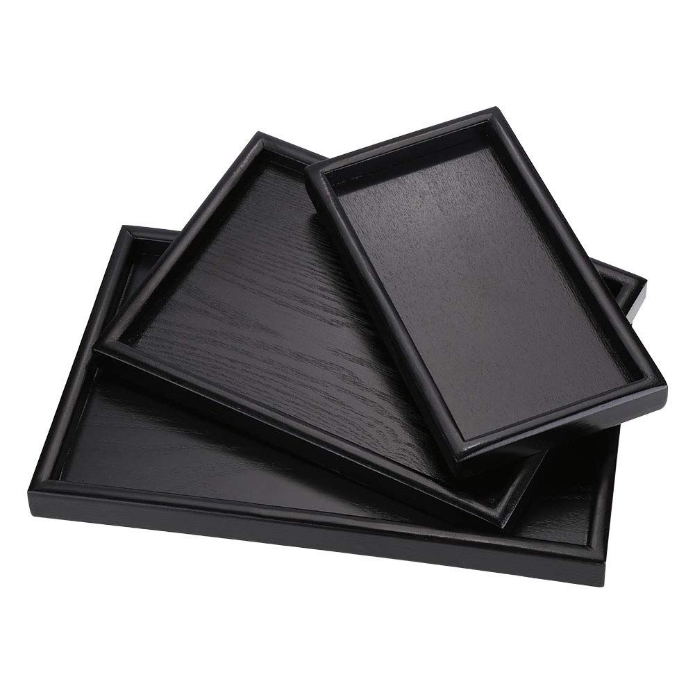Kuuleyn Vassoio Tè Legno Nero 22x12x2 cm Rettangolare