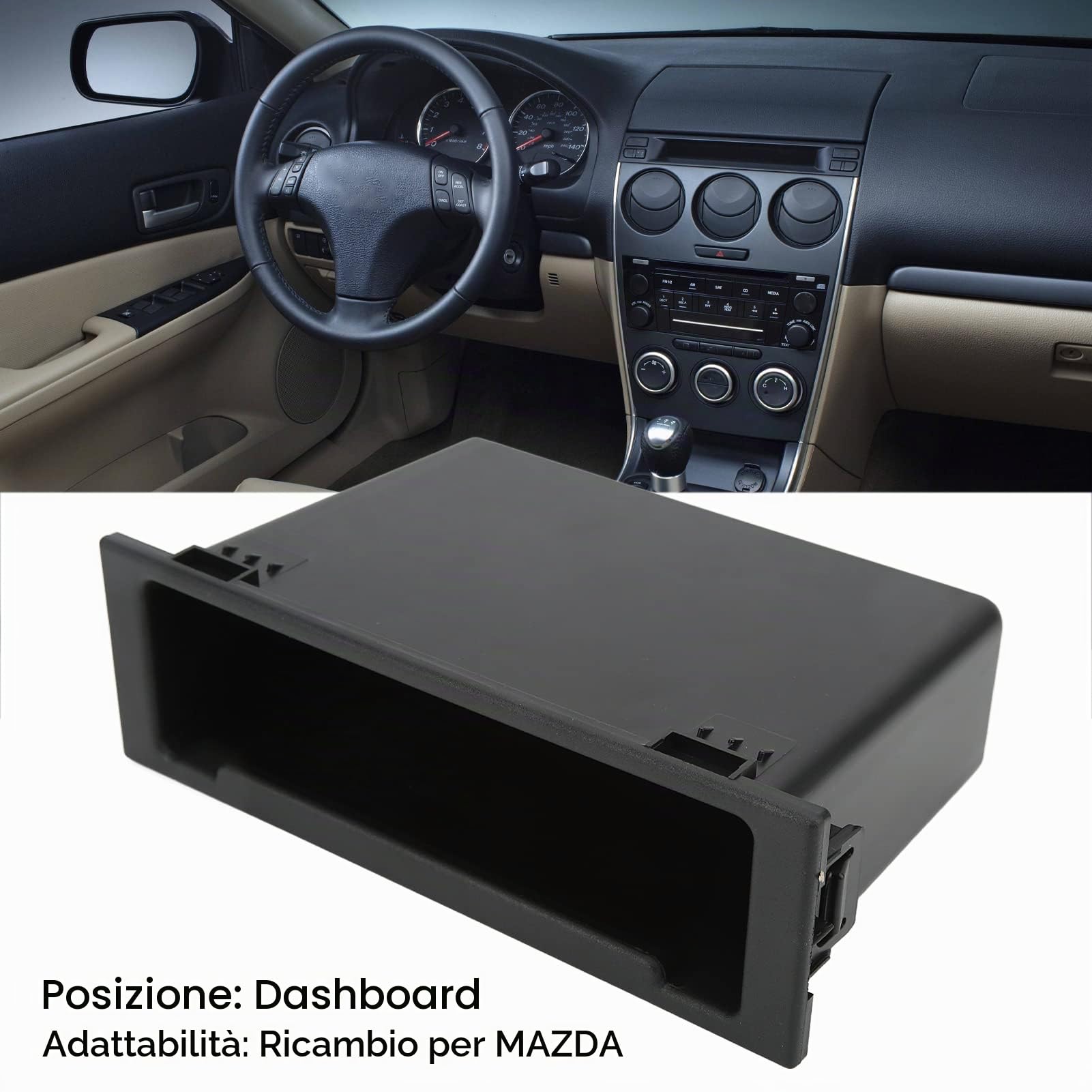 AOWINHIT tasca autoradio organizer cruscotto nero ABS