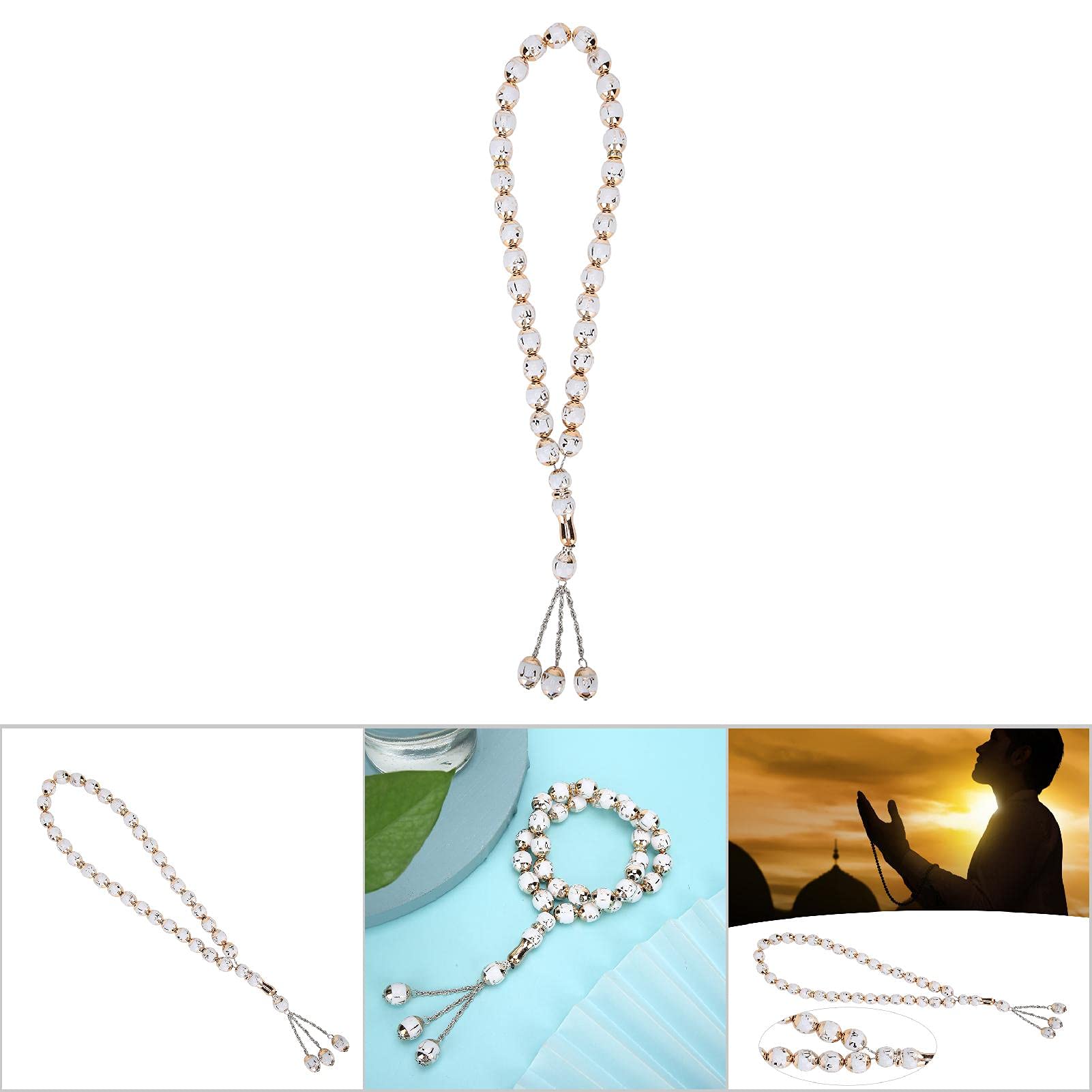 Hapivida Rosario Islamico bracciale preghiera bianco