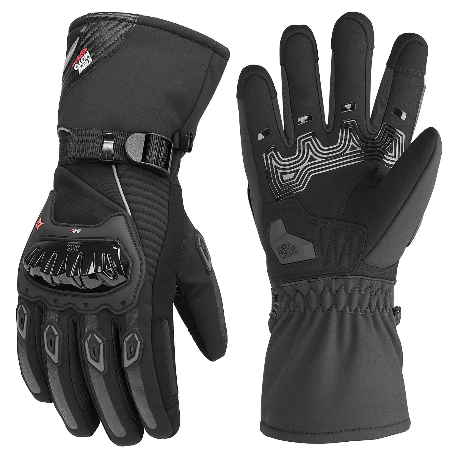 KEMIMOTO guanti moto invernali impermeabili touchscreen neri
