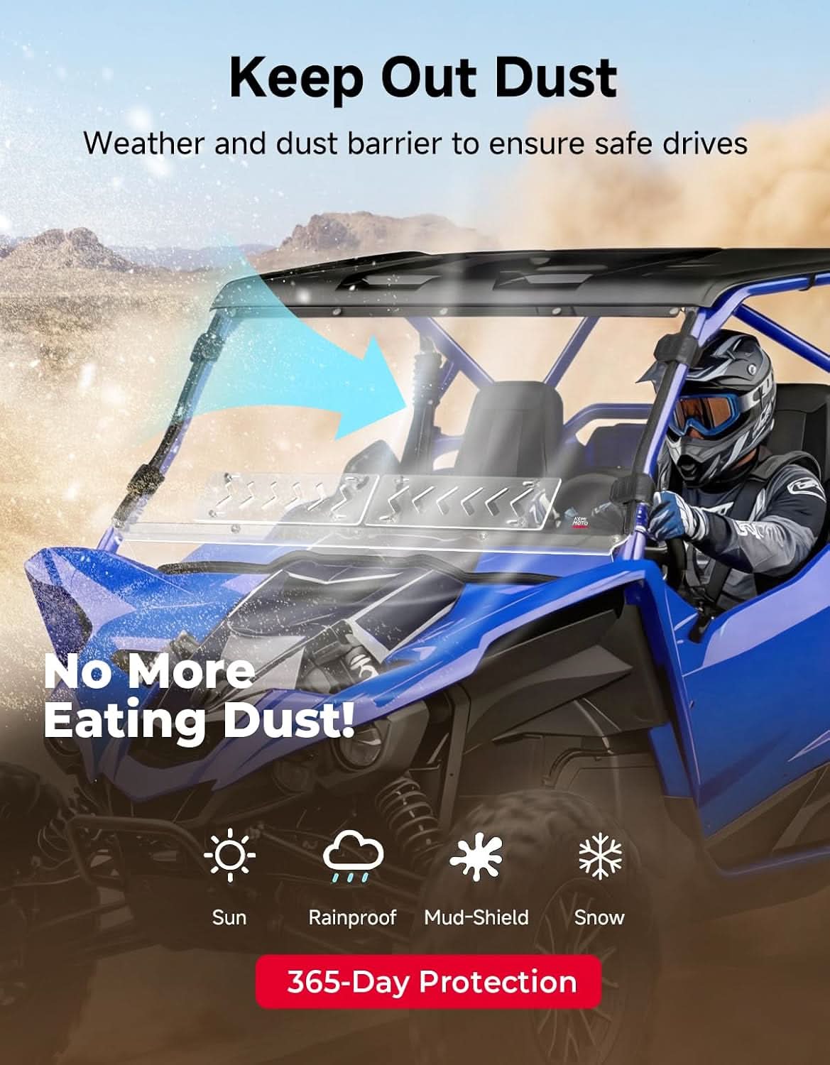 KEMIMOTO Parabrezza Anteriore per Yamaha YXZ PC Ventilato