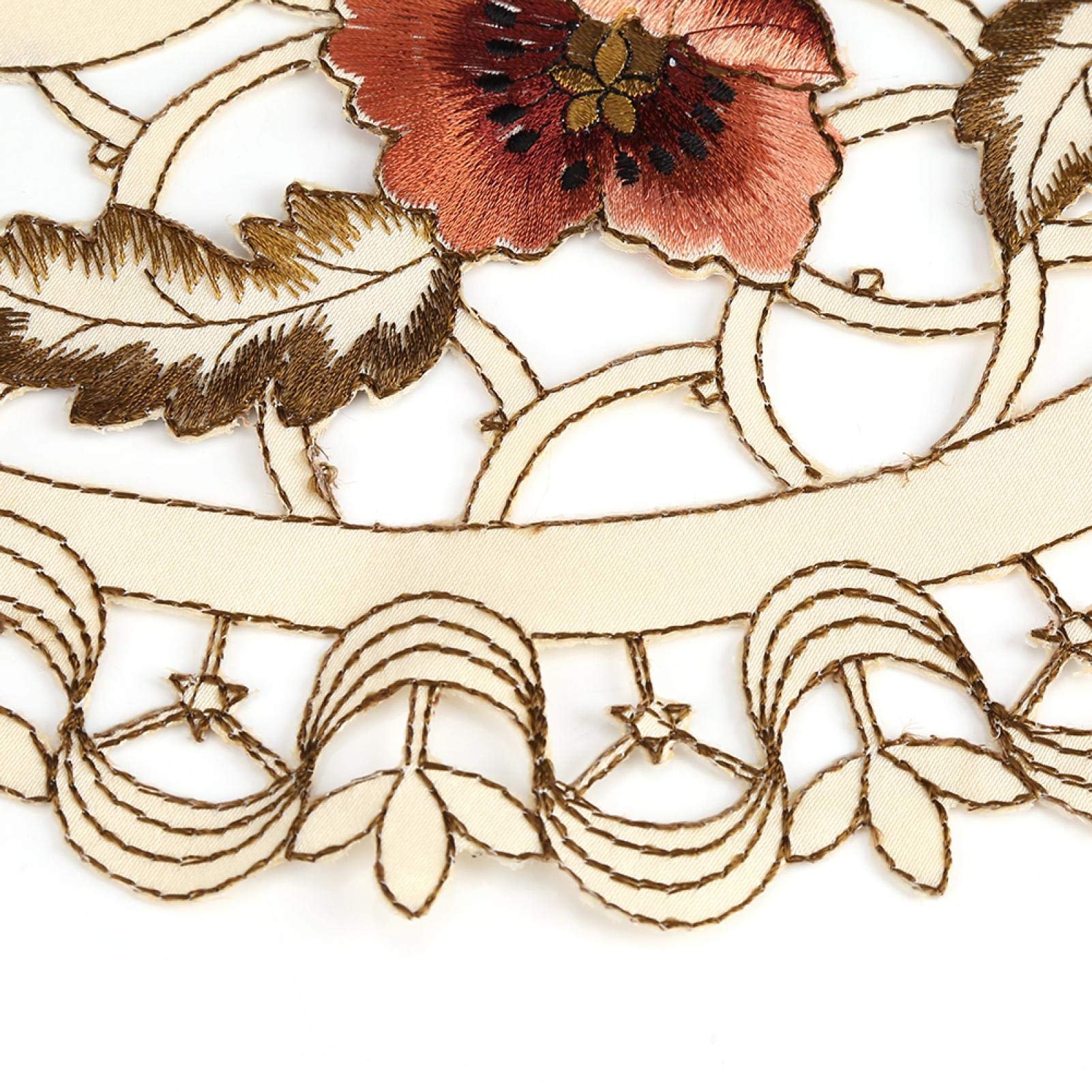 Kuuleyn Tovaglia Vintage Ovale Ricamata Fiori Rossi