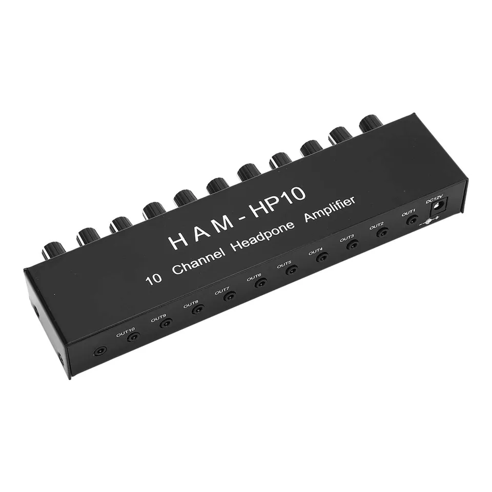AOWINHIT Amplificatore Cuffie 10 Canali 3,5 mm lega alluminio