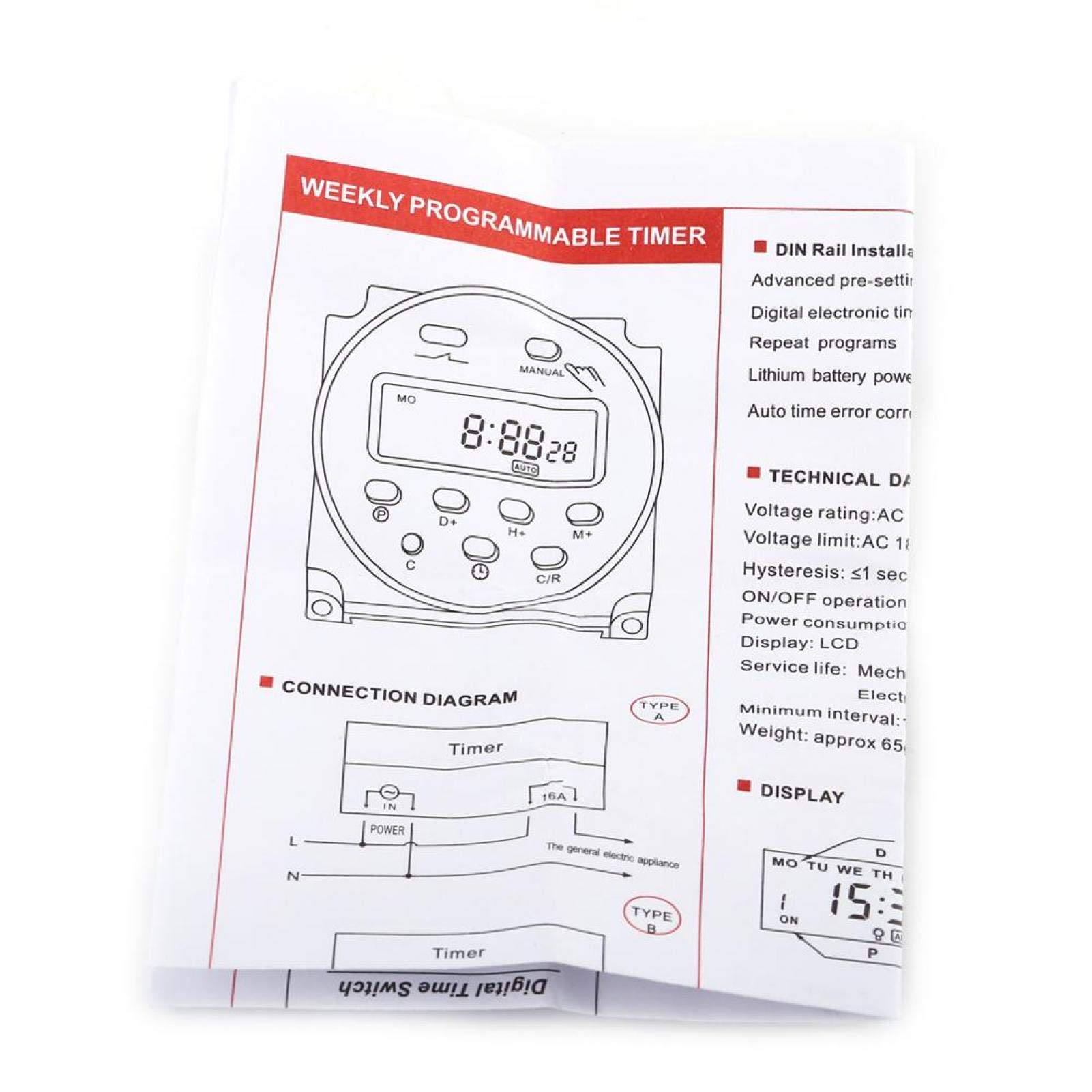 Kuuleyn Interruttore Orario Timer Digitale 220V 17 On/Off