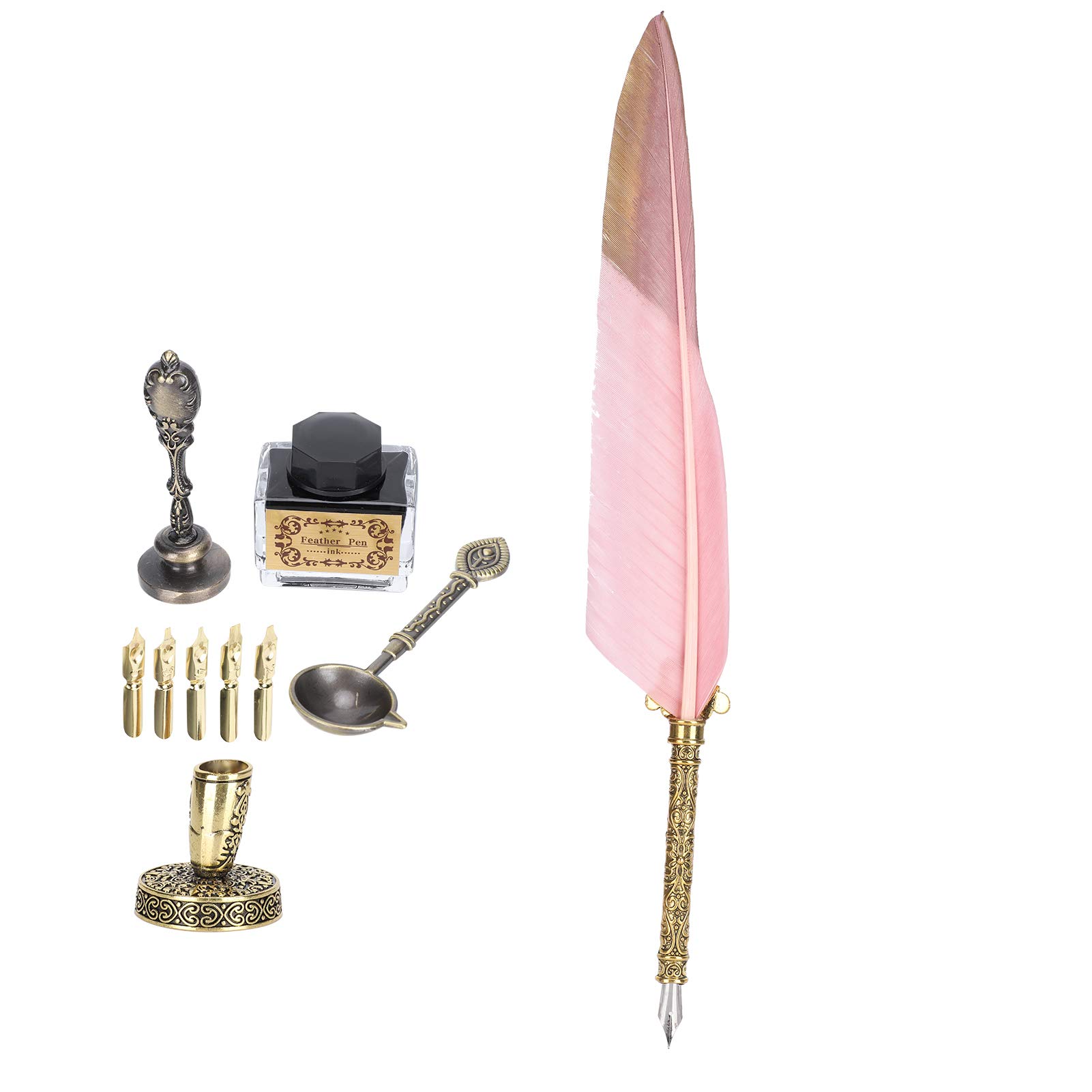 Kuuleyn Penna Piuma Calligrafia Vintage Rosa Pennino Oro