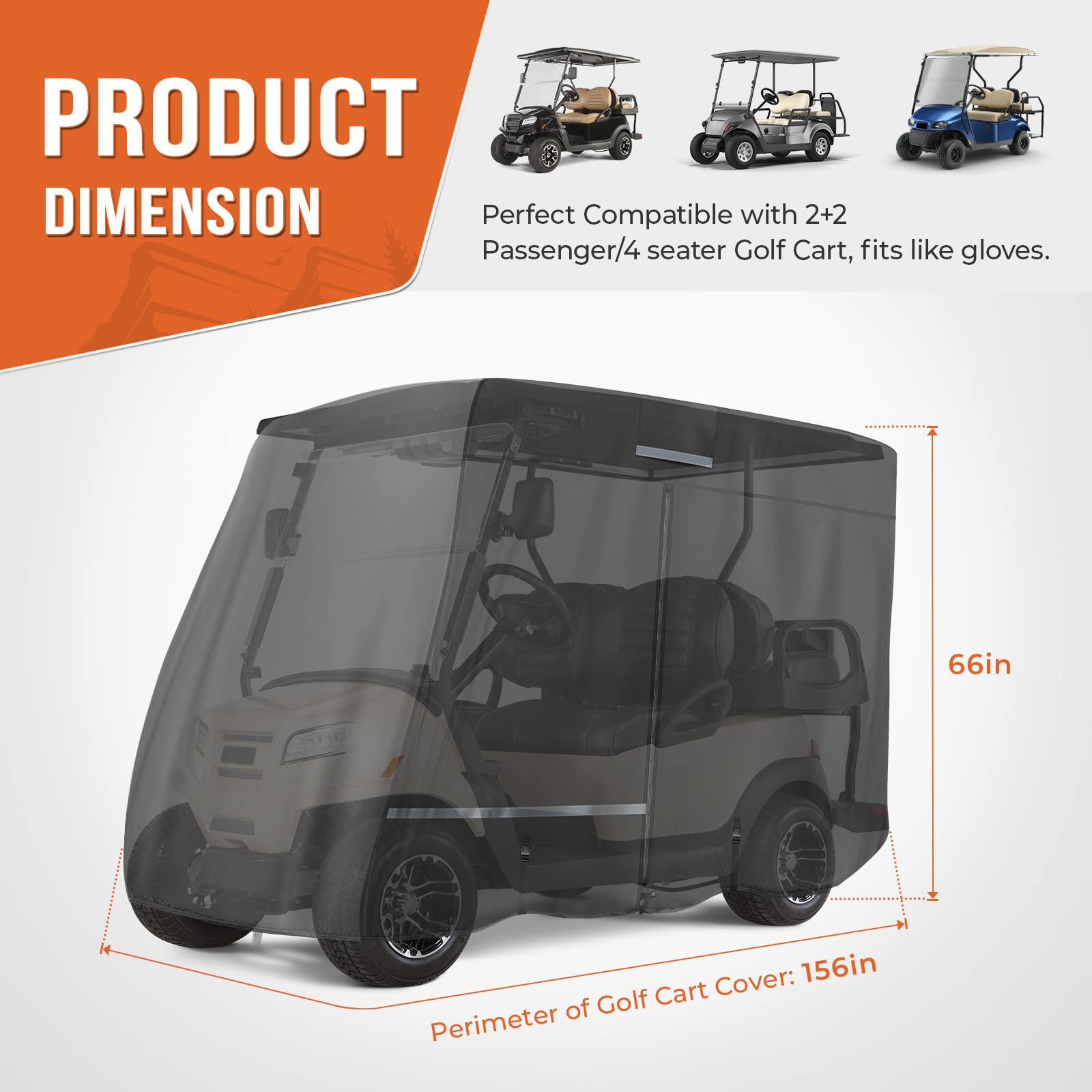 KEMIMOTO B0115-01001 telo golf cart 2-4 posti 600D