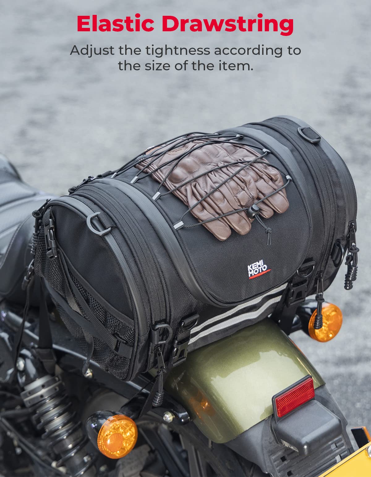 KEMIMOTO borsa posteriore moto 25L sissy bar espandibile