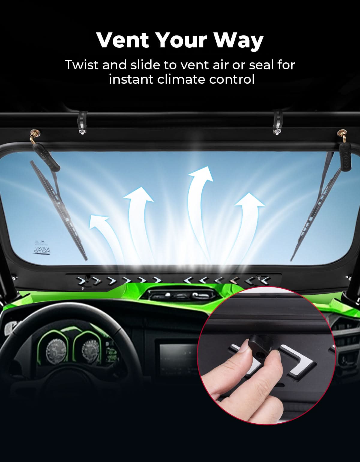 Kemimoto Teryx KRX 1000 parabrezza vetro con tergicristalli
