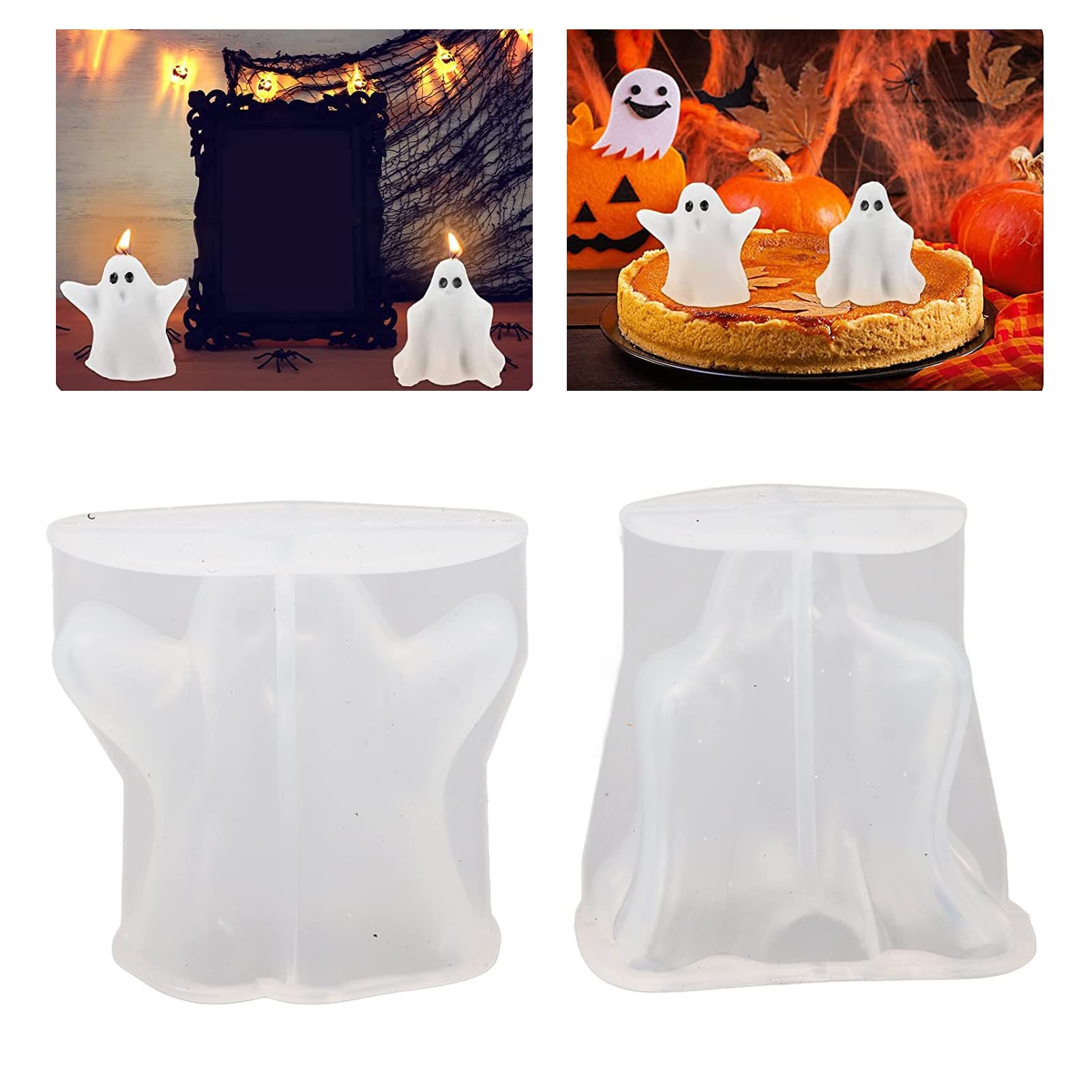 Kuuleyn Halloween Fantasma stampo candela 2 pezzi silicone