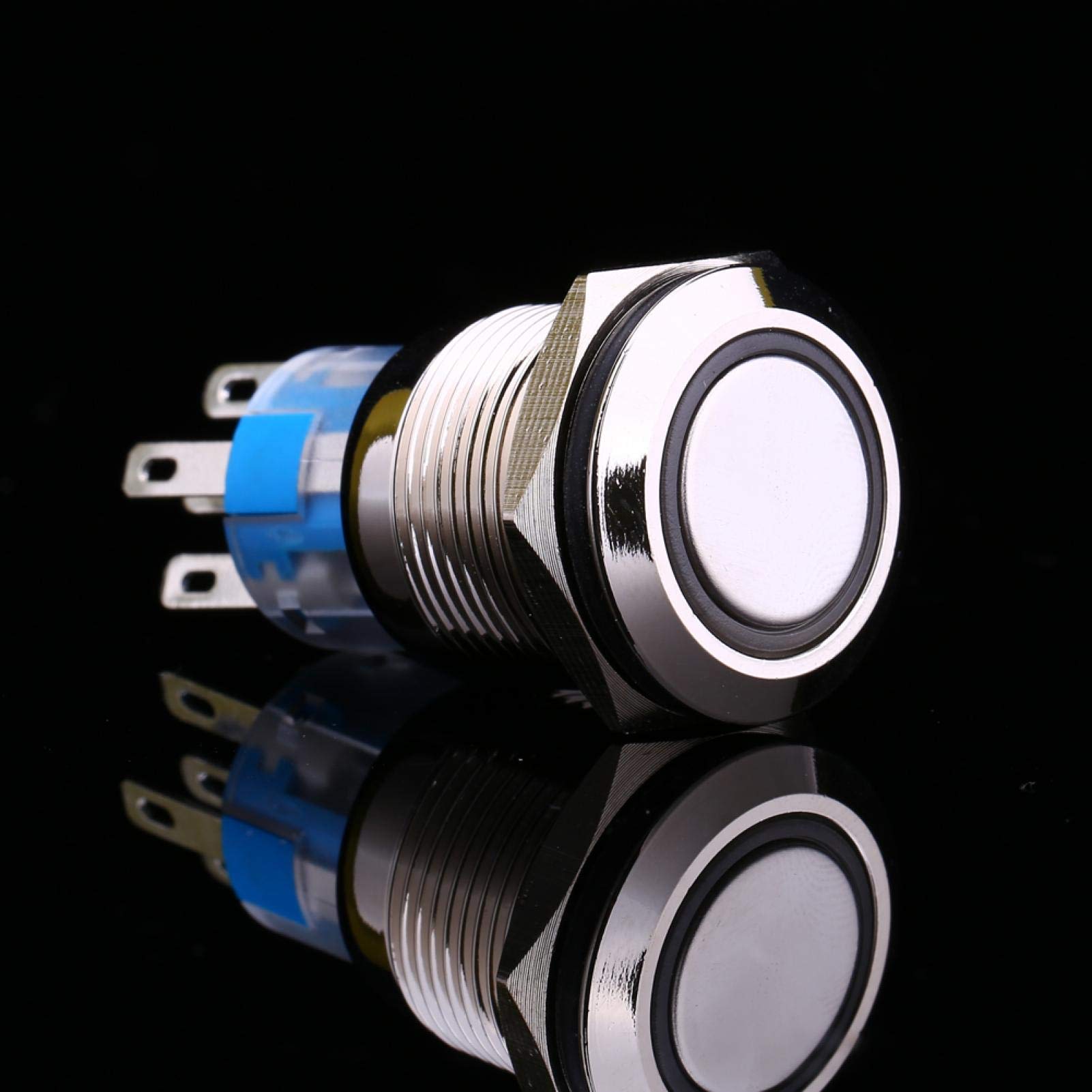 Kuuleyn Pulsante Metallo 12V LED Blu 19mm Impermeabile