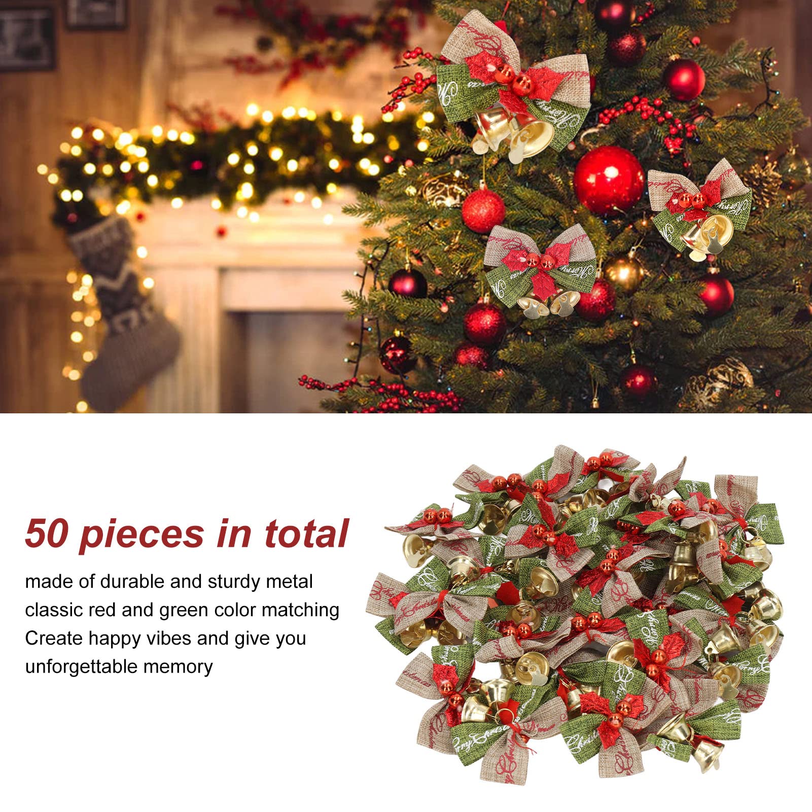 Hapivida Mini Fiocchi Natale con Campane 50 Pezzi