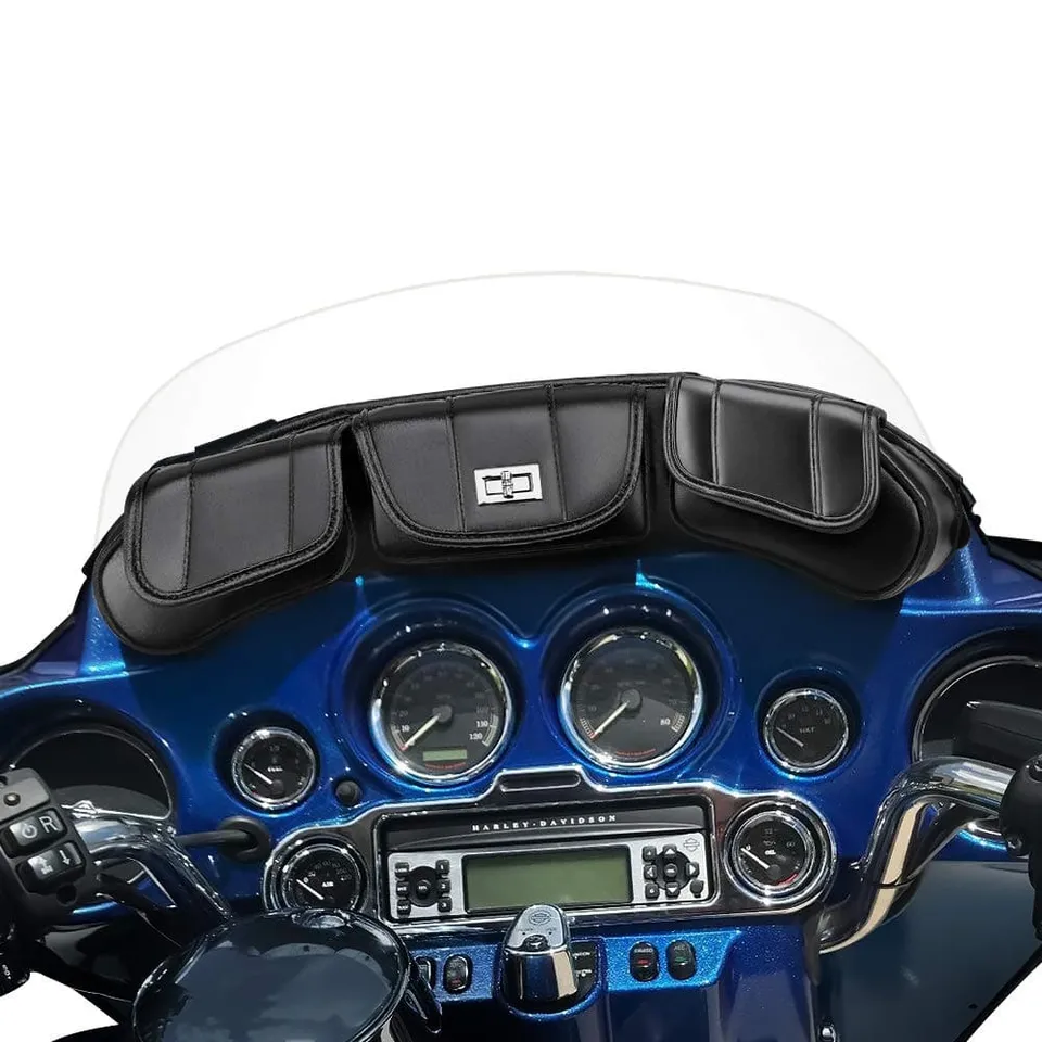 Kemimoto Touring Street Glide borsa parabrezza 3 tasche pelle