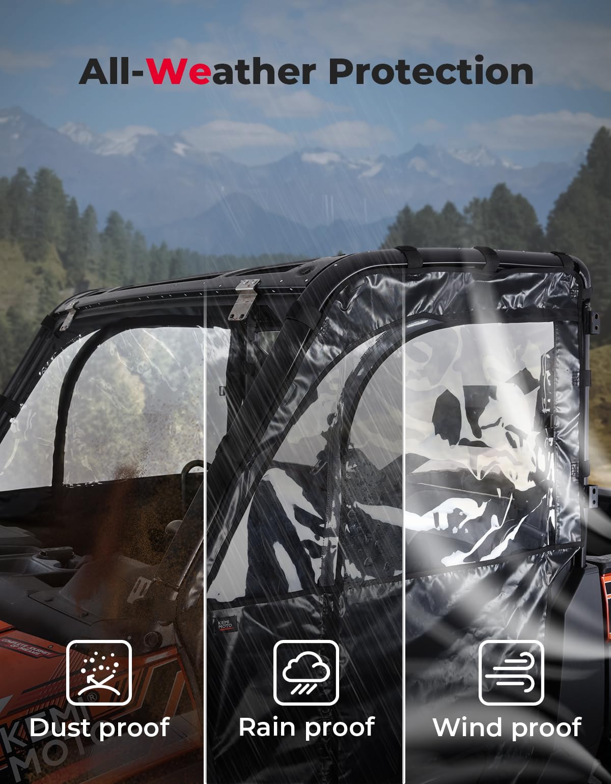 KEMIMOTO Ranger XP 1000 Porte Superiori UTV antipioggia