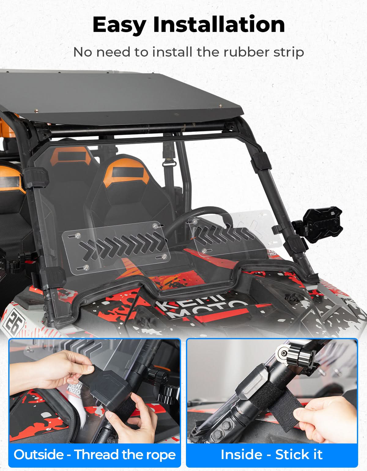 KEMIMOTO 2-IN-1 Parabrezza Anteriore Polaris RZR XP 1000