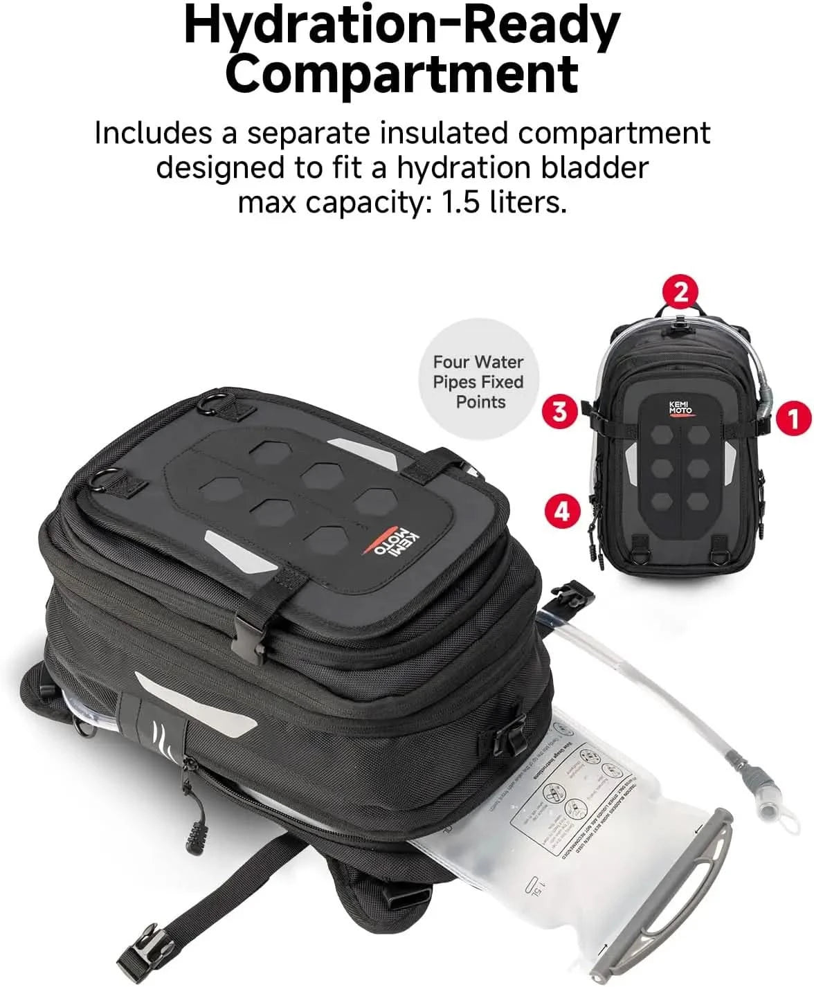 KEMIMOTO borsa serbatoio moto 9-12L con sacca acqua