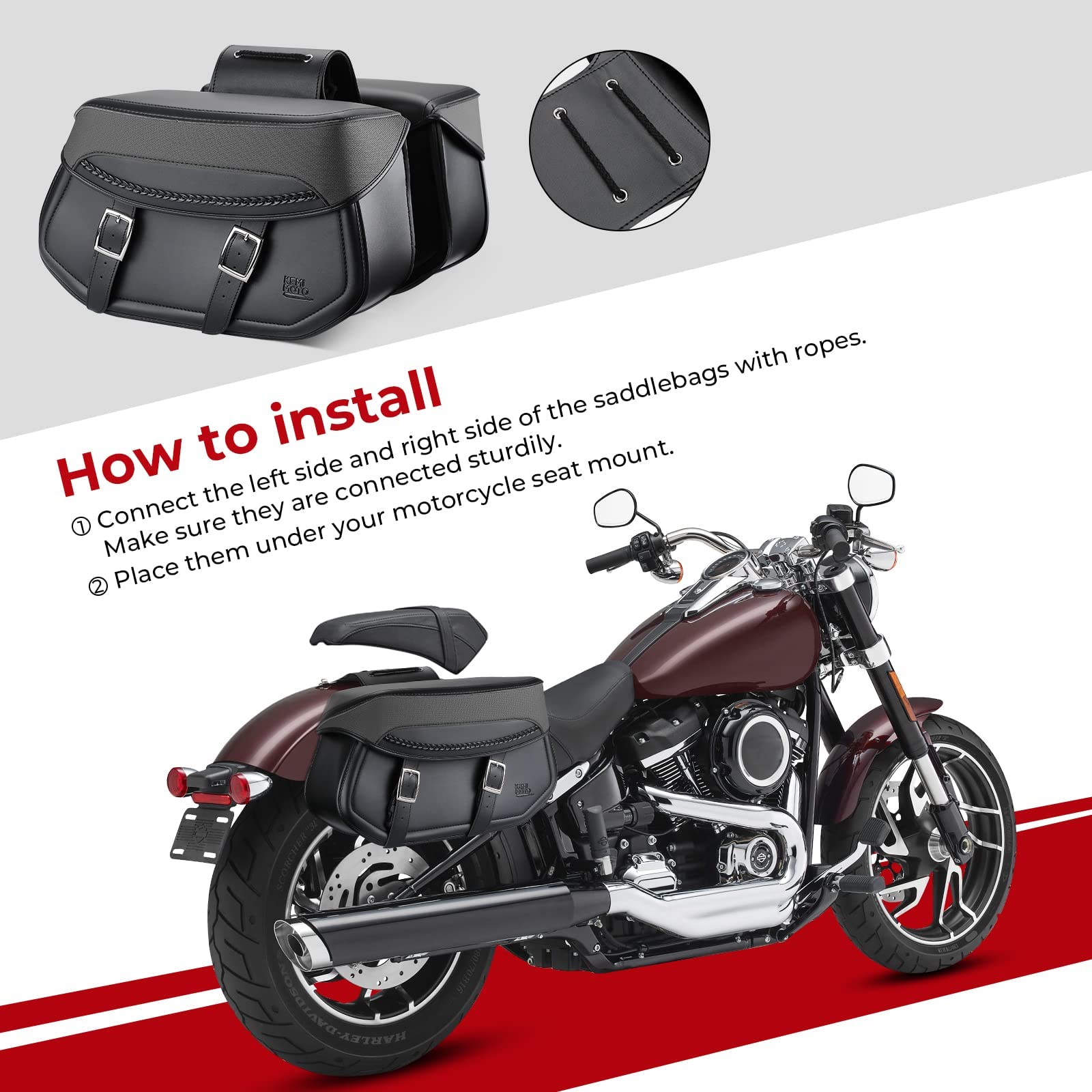 Kemimoto borse laterali moto pelle sintetica Harley