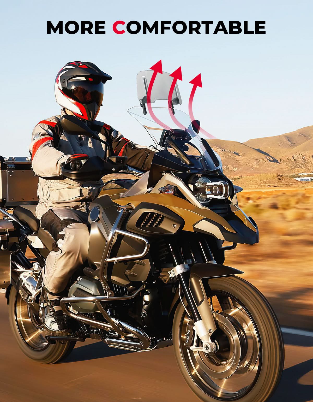 KEMIMOTO Deflettore Parabrezza Moto Universale Alluminio Regolabile