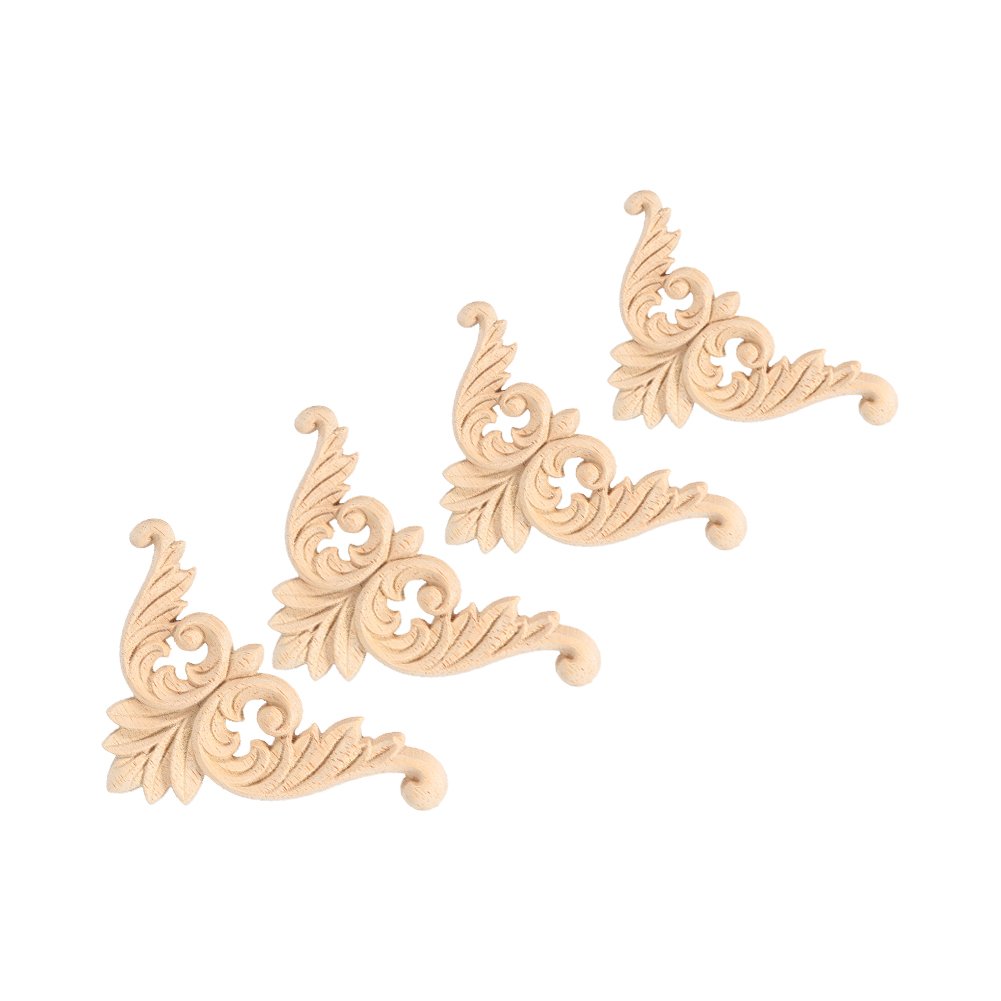 Kuuleyn Applique Legno Fiore 12x12 4 Pezzi Grezze da Verniciare