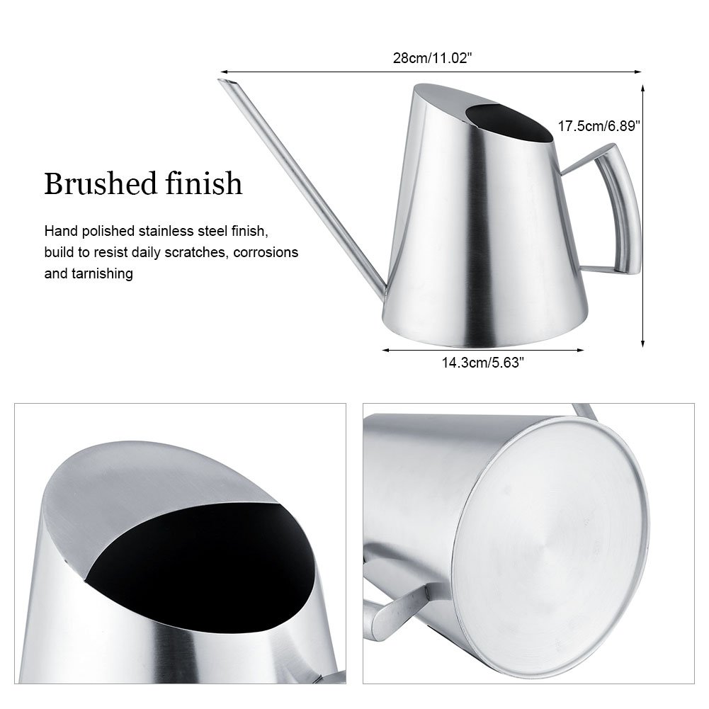 Kuuleyn Annaffiatoio Acciaio Inox 1500 ml Beccuccio Lungo